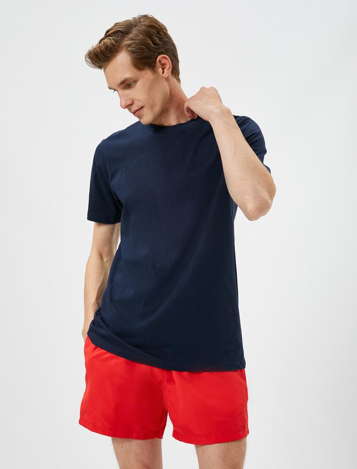  Deniz Şortu Kısa Beli Bağcıklı Cepli