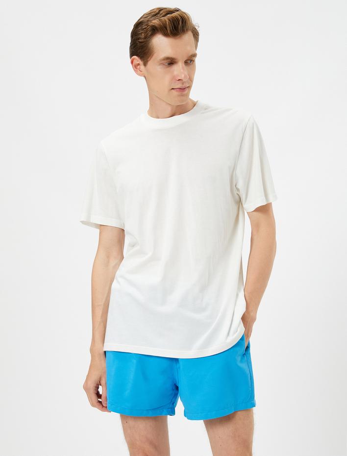  Deniz Şortu Kısa Beli Bağcıklı Cepli