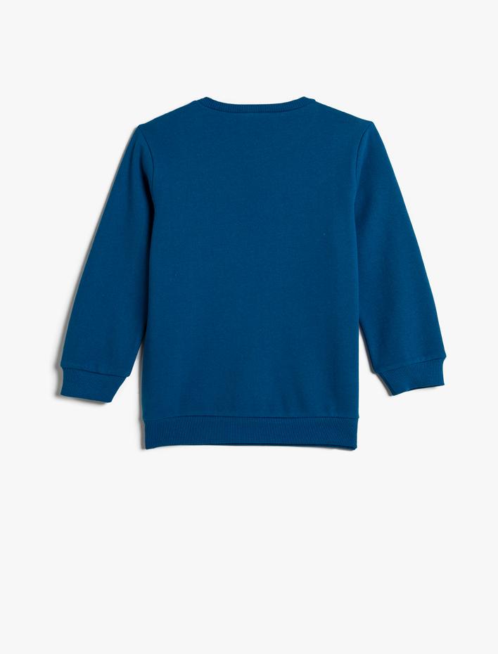 Erkek Çocuk Sweatshirt Uzun Kollu Bisiklet Yaka Futbol Baskılı Şardonlu Pamuklu