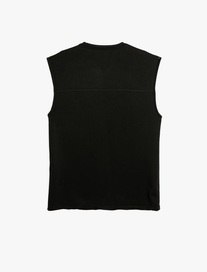  Sporcu Atleti Slogan Baskılı Kolsuz Bisiklet Yaka