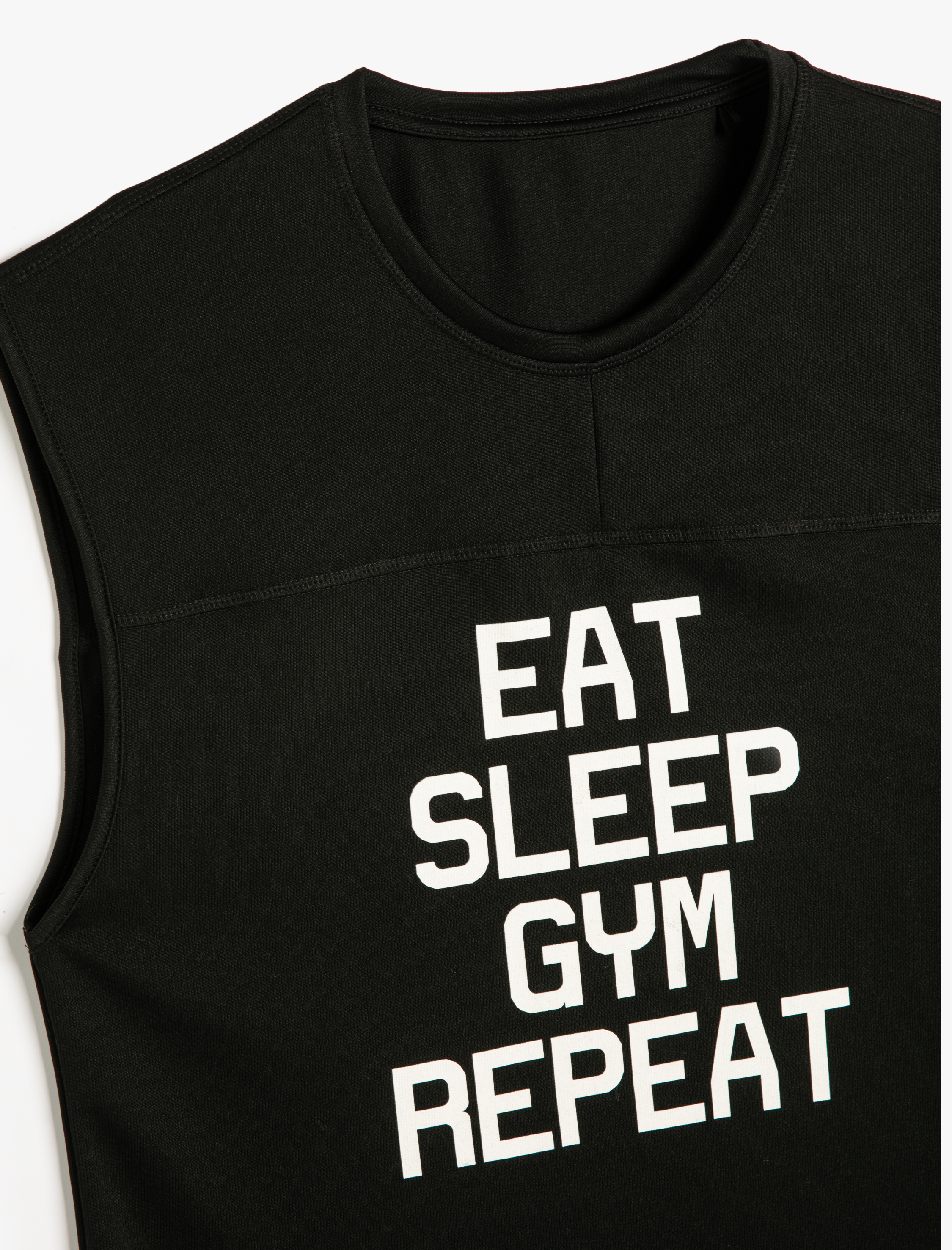   Sporcu Atleti Slogan Baskılı Kolsuz Bisiklet Yaka