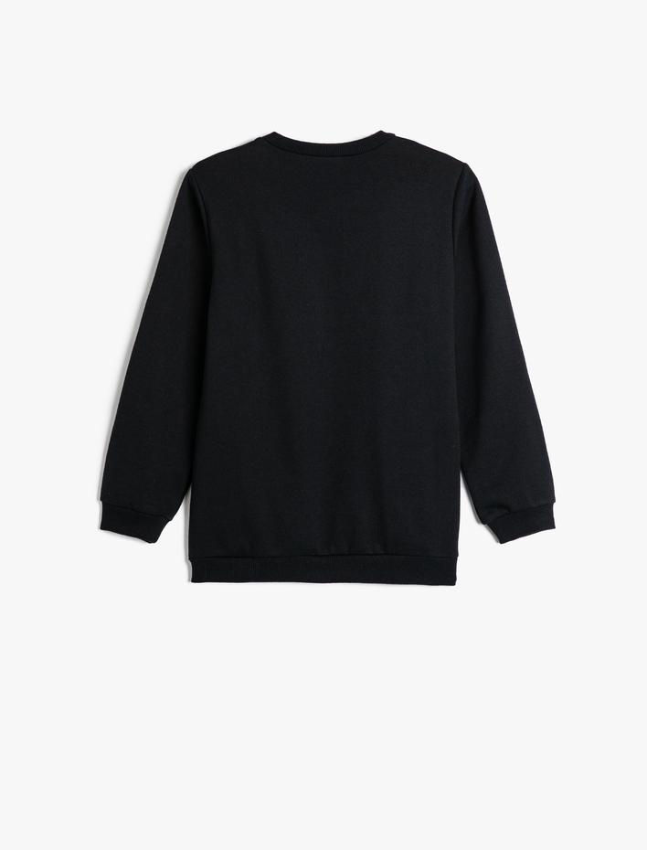 Erkek Çocuk Sweatshirt Uzun Kollu Bisiklet Yaka Basketbol Temalı Baskı Detaylı Şardonlu