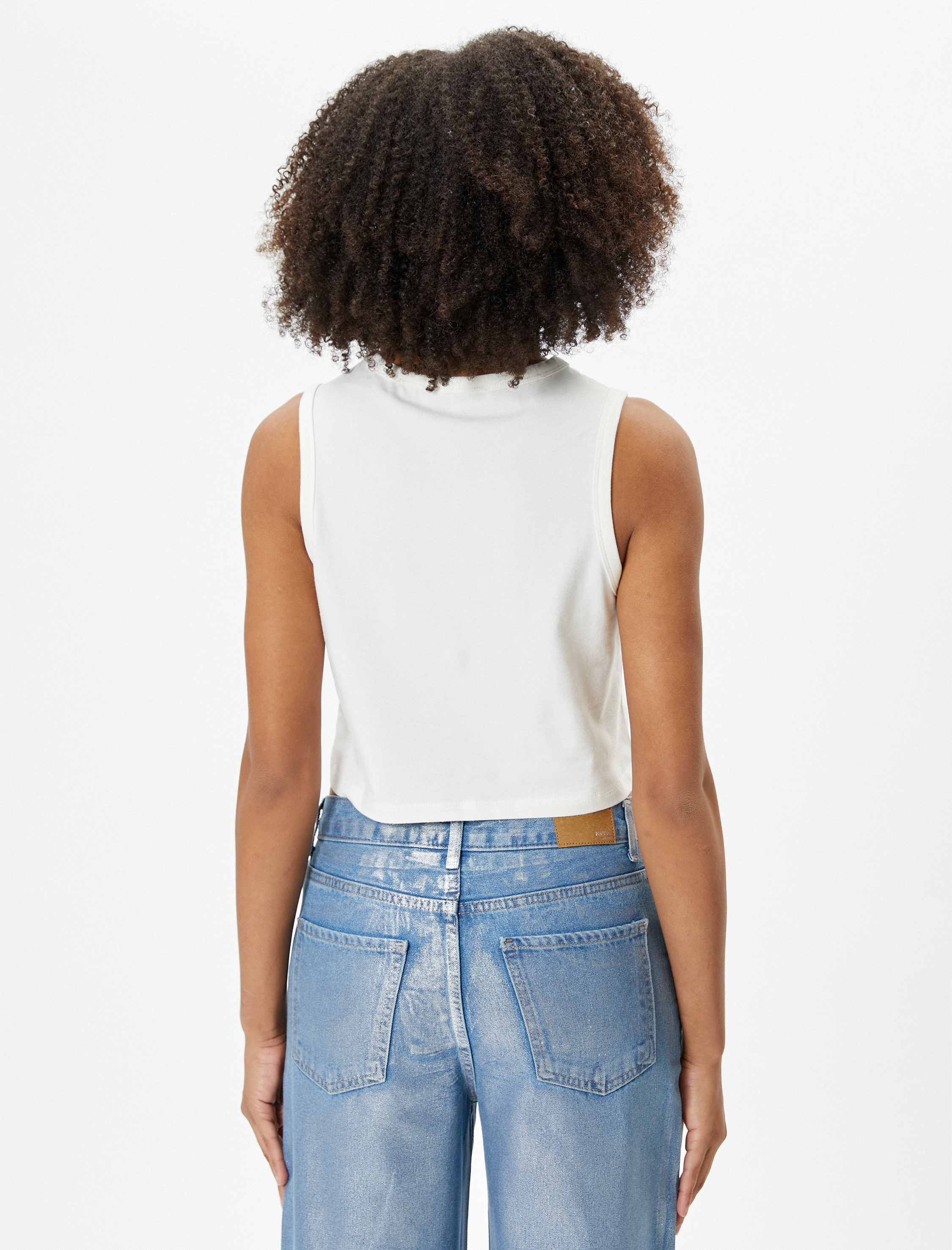   Kolsuz Basic Crop Tişört Bisiklet Yaka Pamuklu