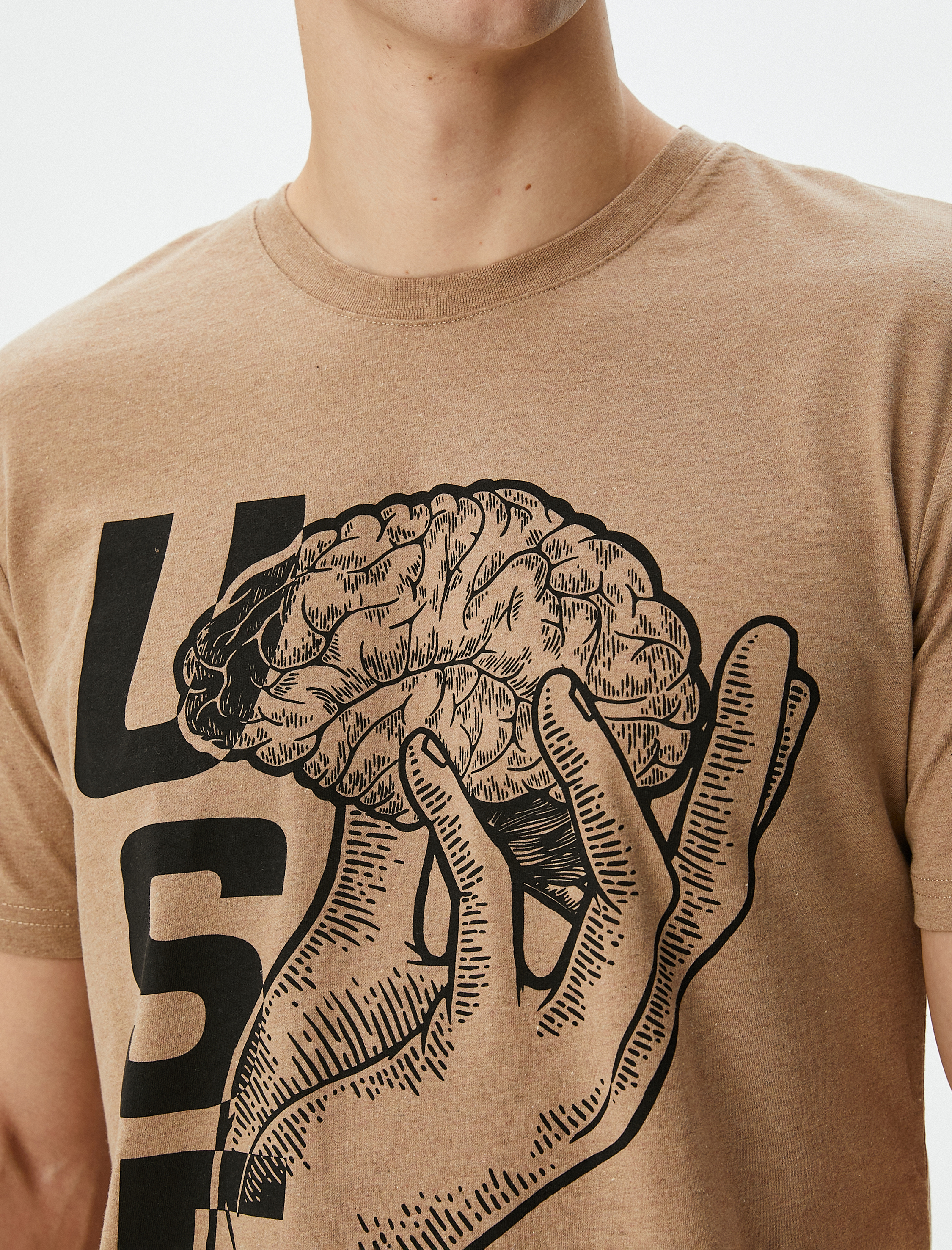   Slogan Baskılı Tişört Bisiklet Yaka Kısa Kollu