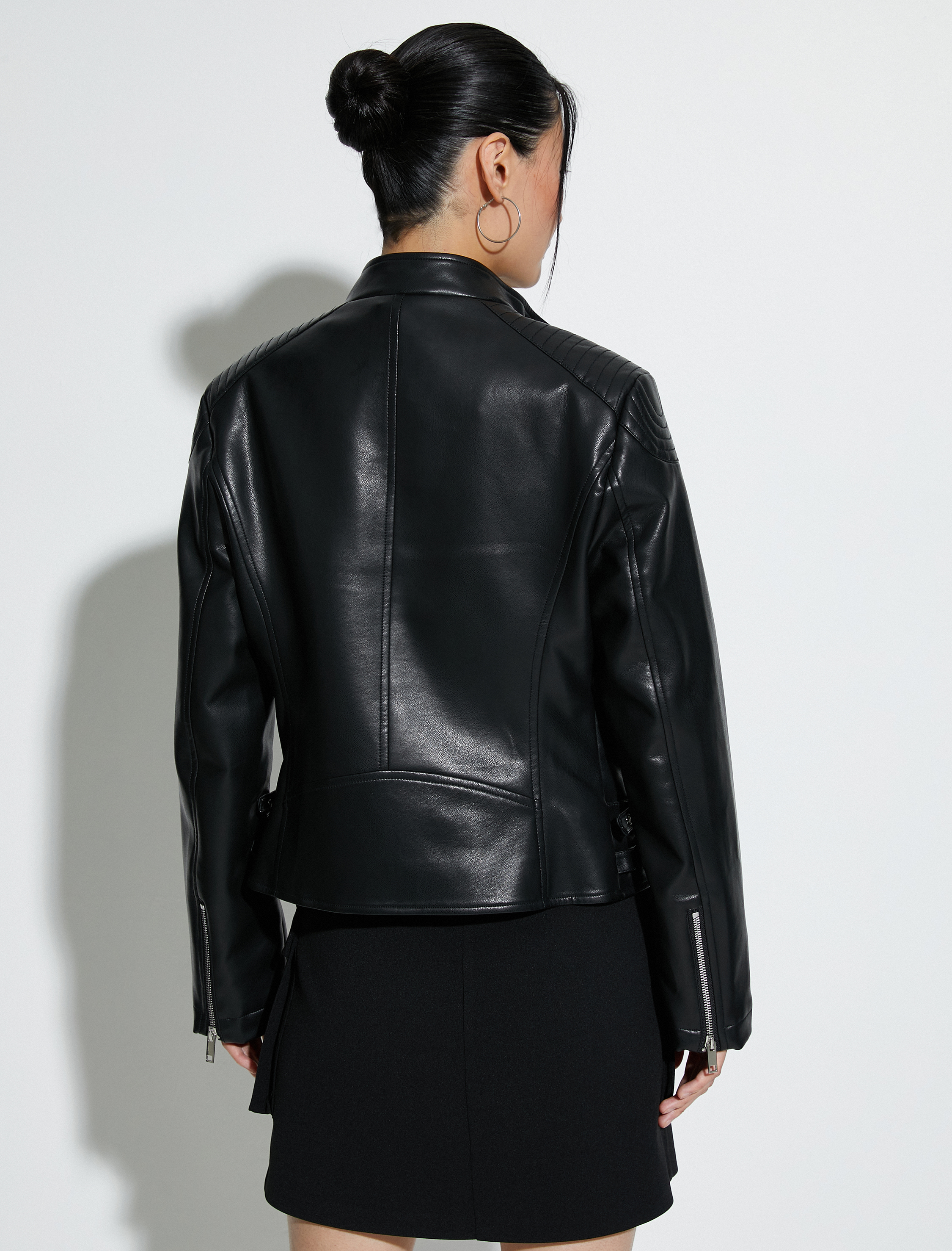   Suni Deri Ceket Anvelop Fermuarlı Cepli