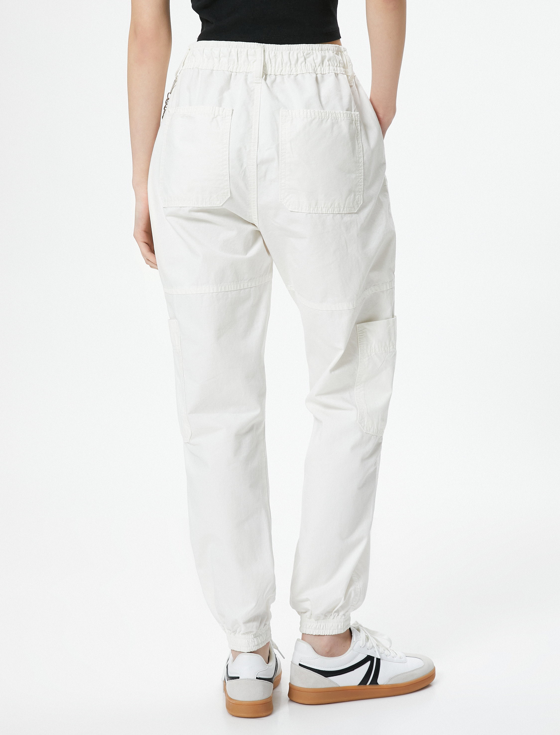   Kargo Jogger Pantolon Zincir Detaylı Yüksek Bel Pamuklu