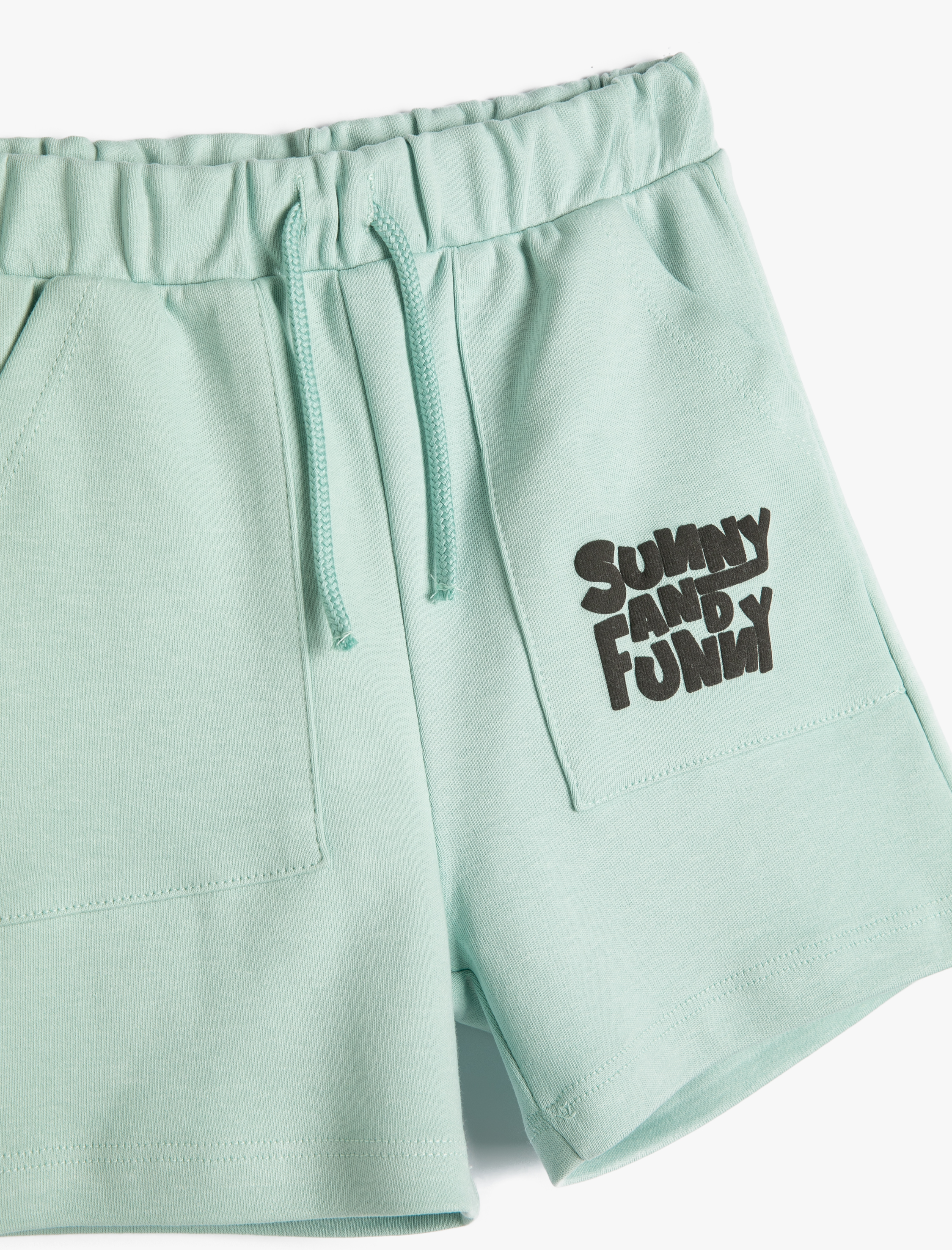  Erkek Bebek Şort Cepli Beli Bağlamalı Baskı Detaylı Pamuklu