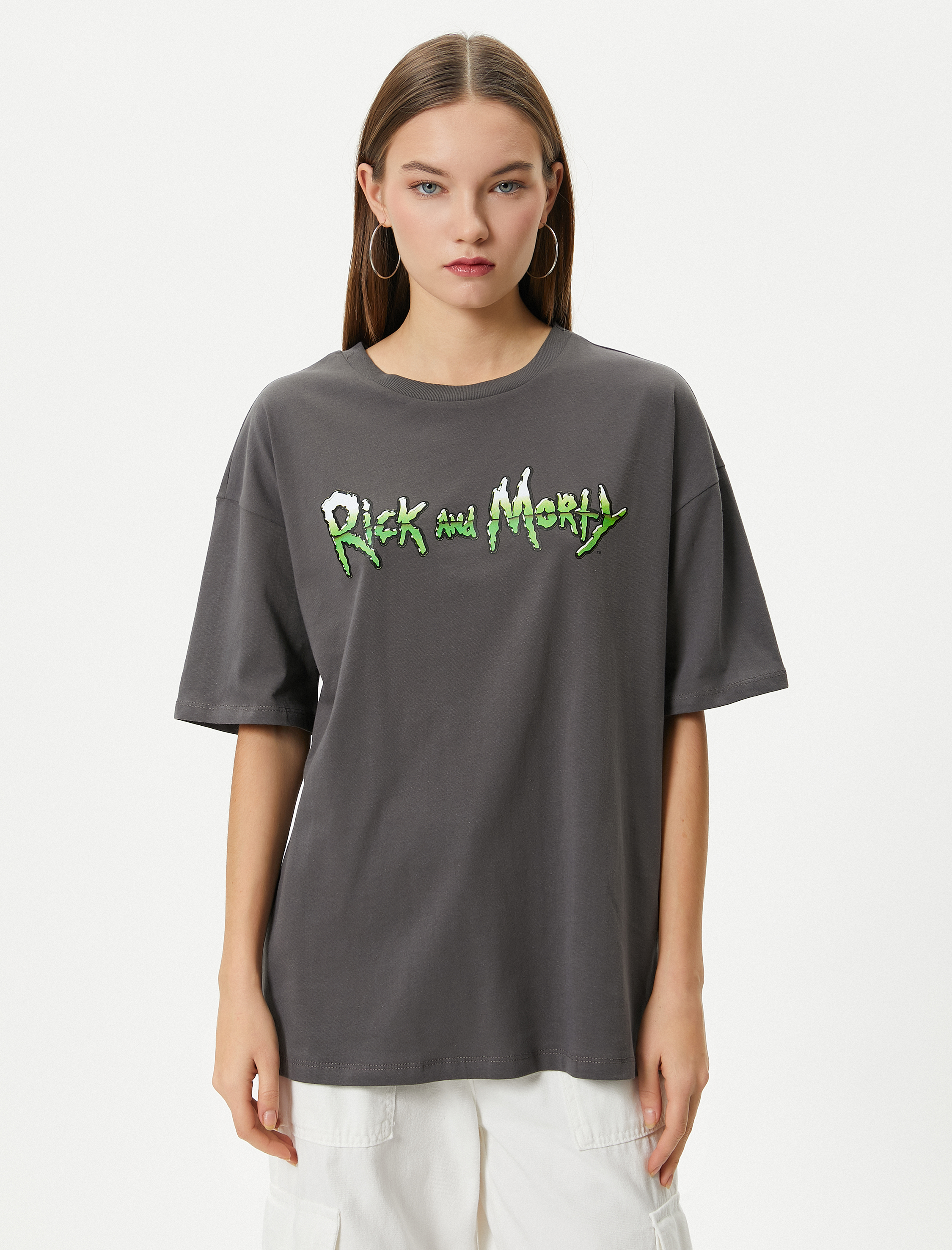   Rick and Morty Tişört Arkası Baskılı Lisanslı Kısa Kollu Bisiklet Yaka Pamuklu