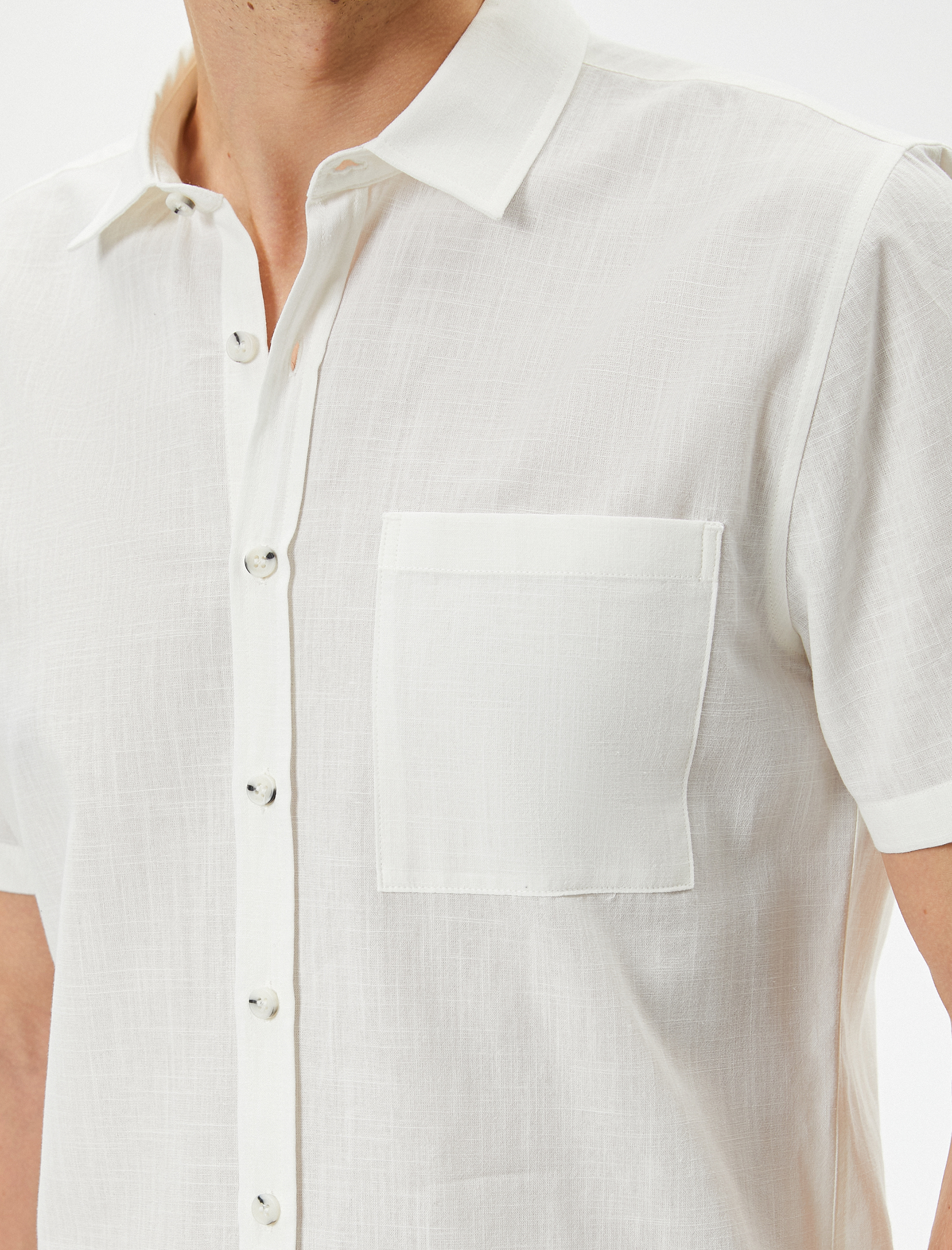 Kısa Kollu Gömlek Slim Fit Klasik Yaka Düğmeli Cep Detaylı