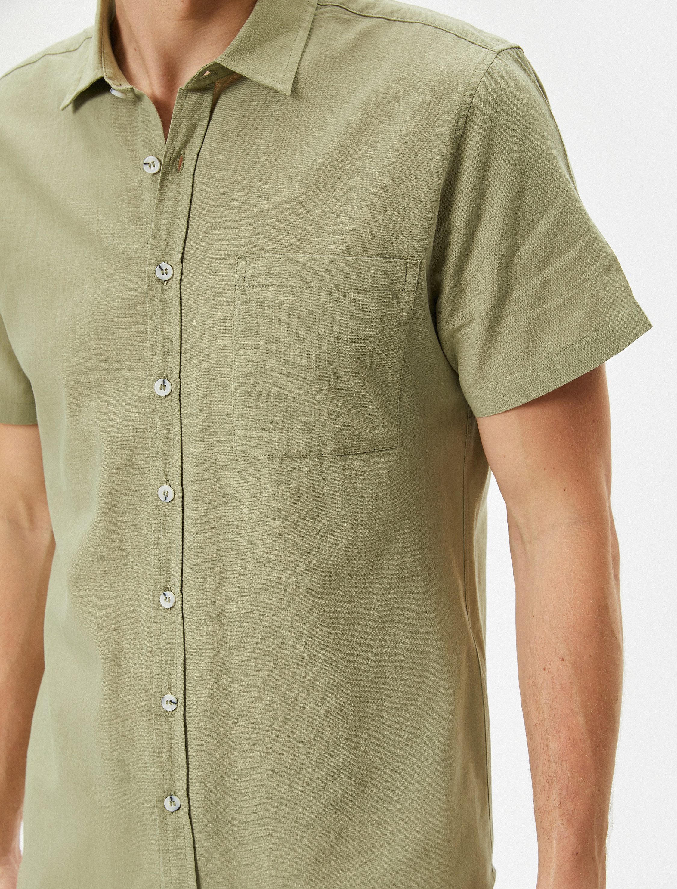   Kısa Kollu Gömlek Slim Fit Klasik Yaka Düğmeli Cep Detaylı