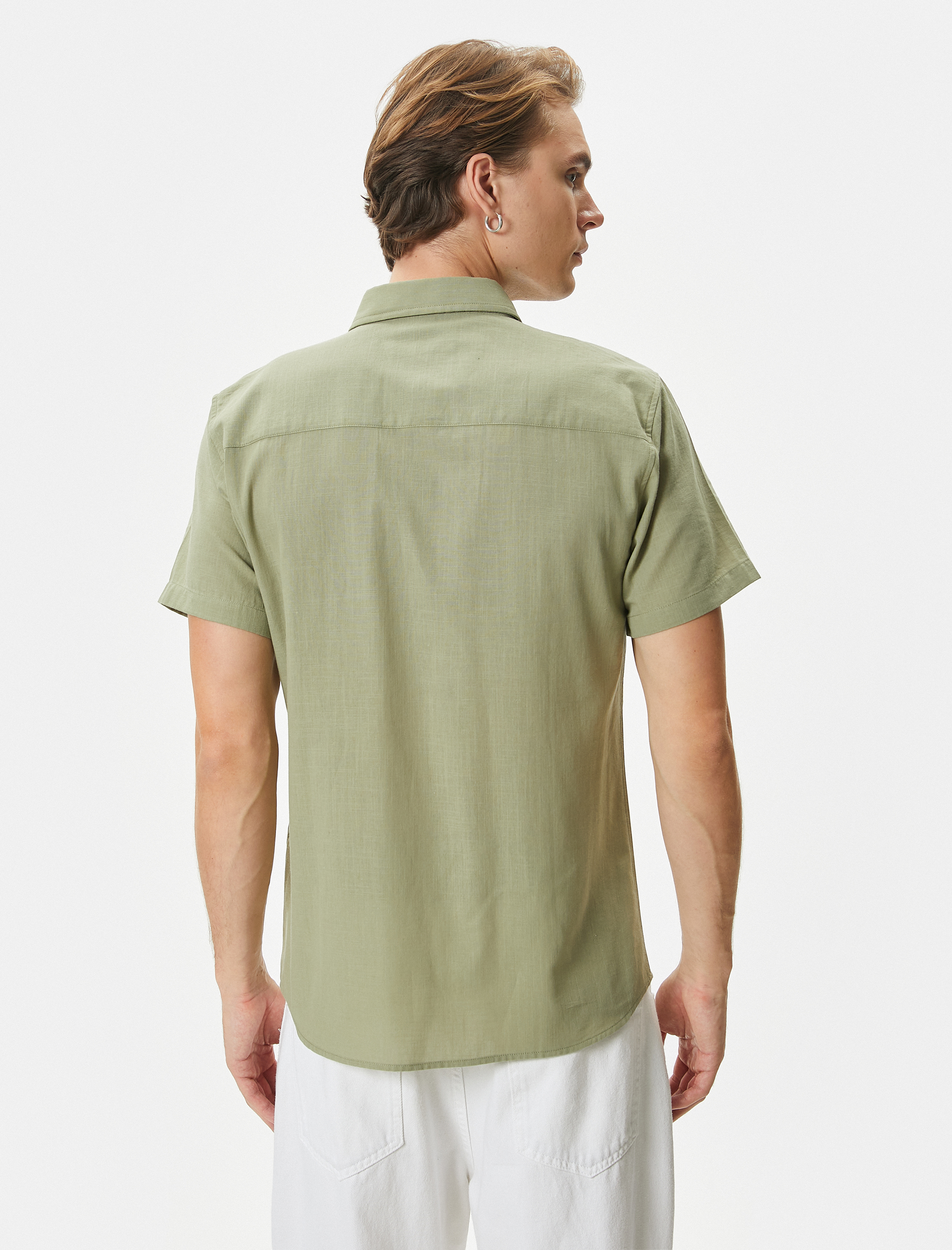   Kısa Kollu Gömlek Slim Fit Klasik Yaka Düğmeli Cep Detaylı