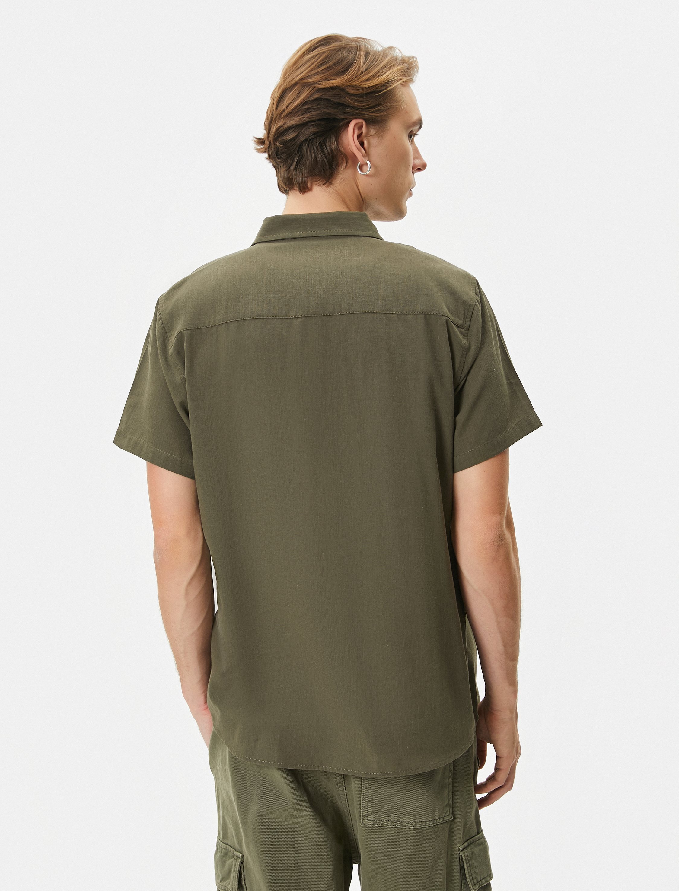   Kısa Kollu Gömlek Slim Fit Klasik Yaka Düğmeli Cep Detaylı