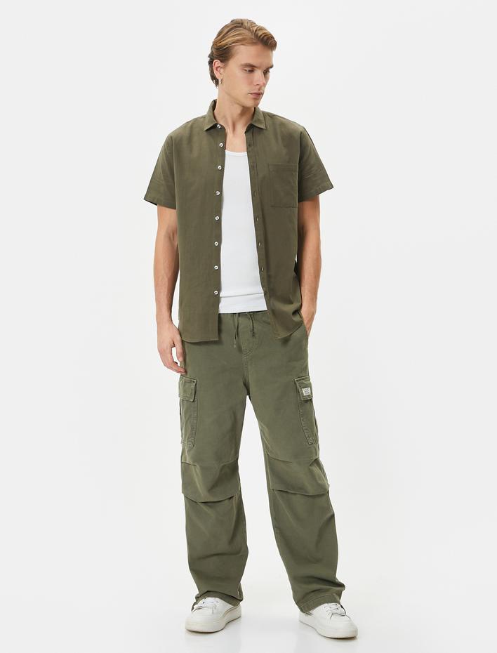  Kısa Kollu Gömlek Slim Fit Klasik Yaka Düğmeli Cep Detaylı