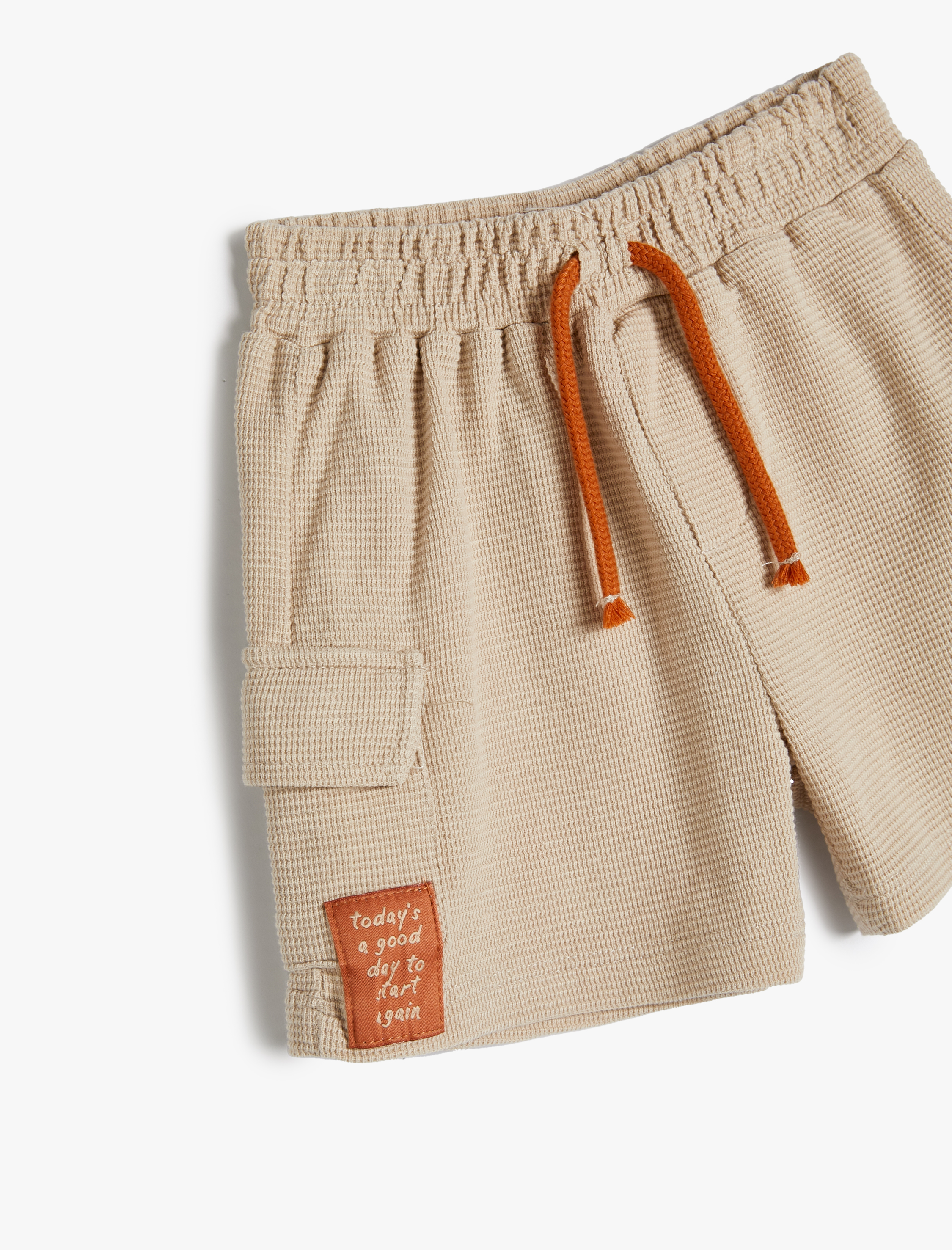  Erkek Bebek Şort Cepli Beli Bağlamalı Dokulu Pamuklu