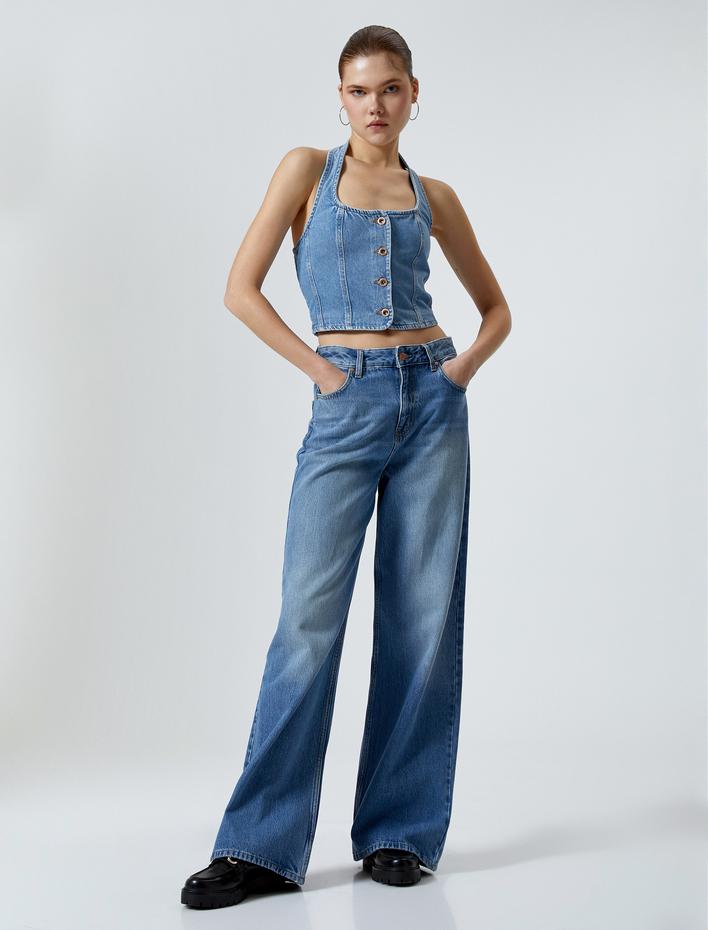  Kot Üst Halter Yaka Düğmeli