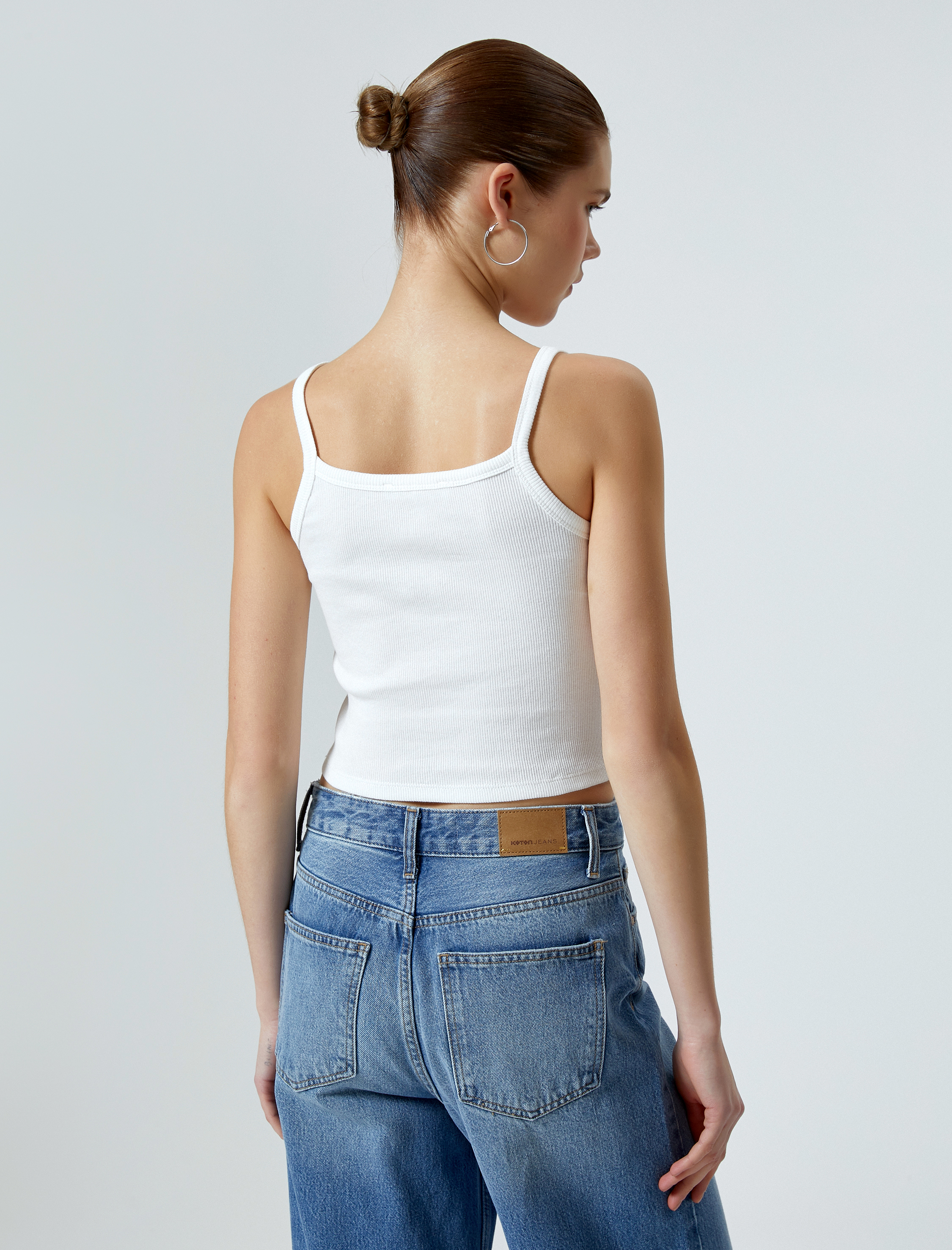   İnce Askılı Atlet Kolej Baskılı Ribanalı Pamuklu