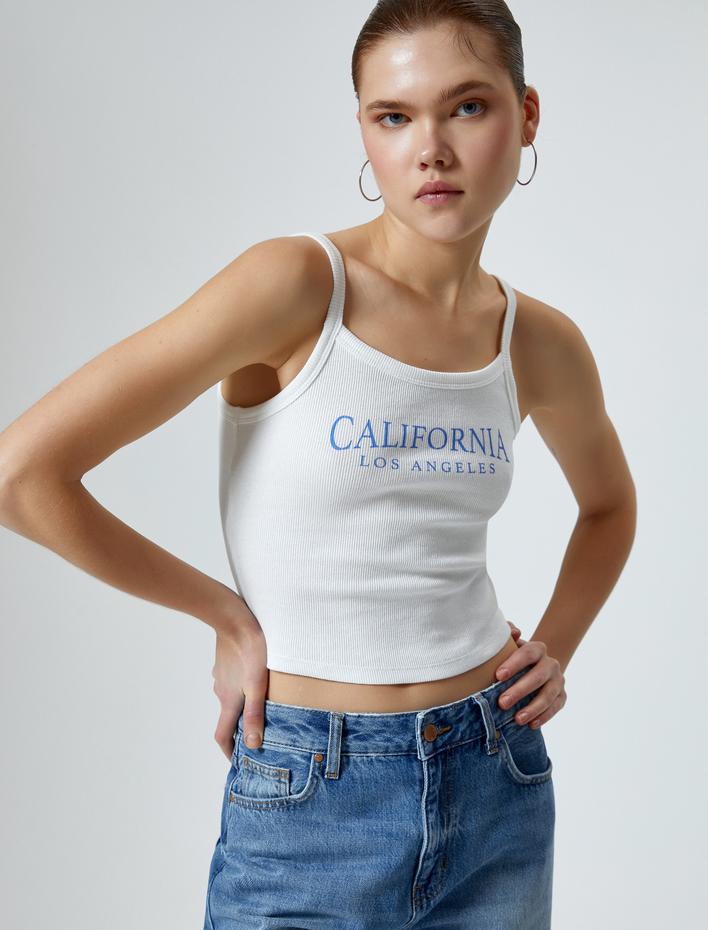  İnce Askılı Atlet Kolej Baskılı Ribanalı Pamuklu