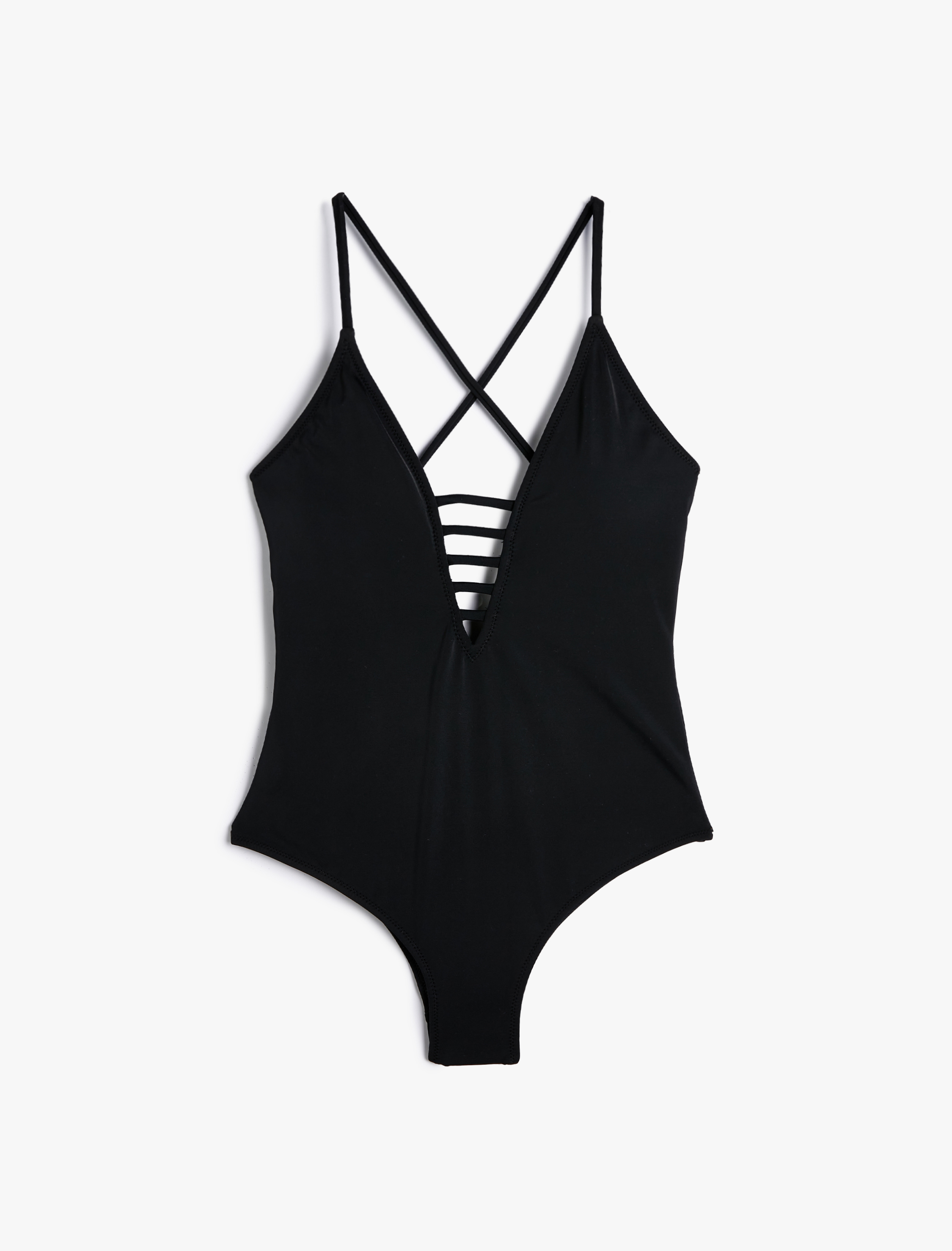   Mayo Çapraz Askılı Kaplı Pencere Detaylı Derin V Yaka