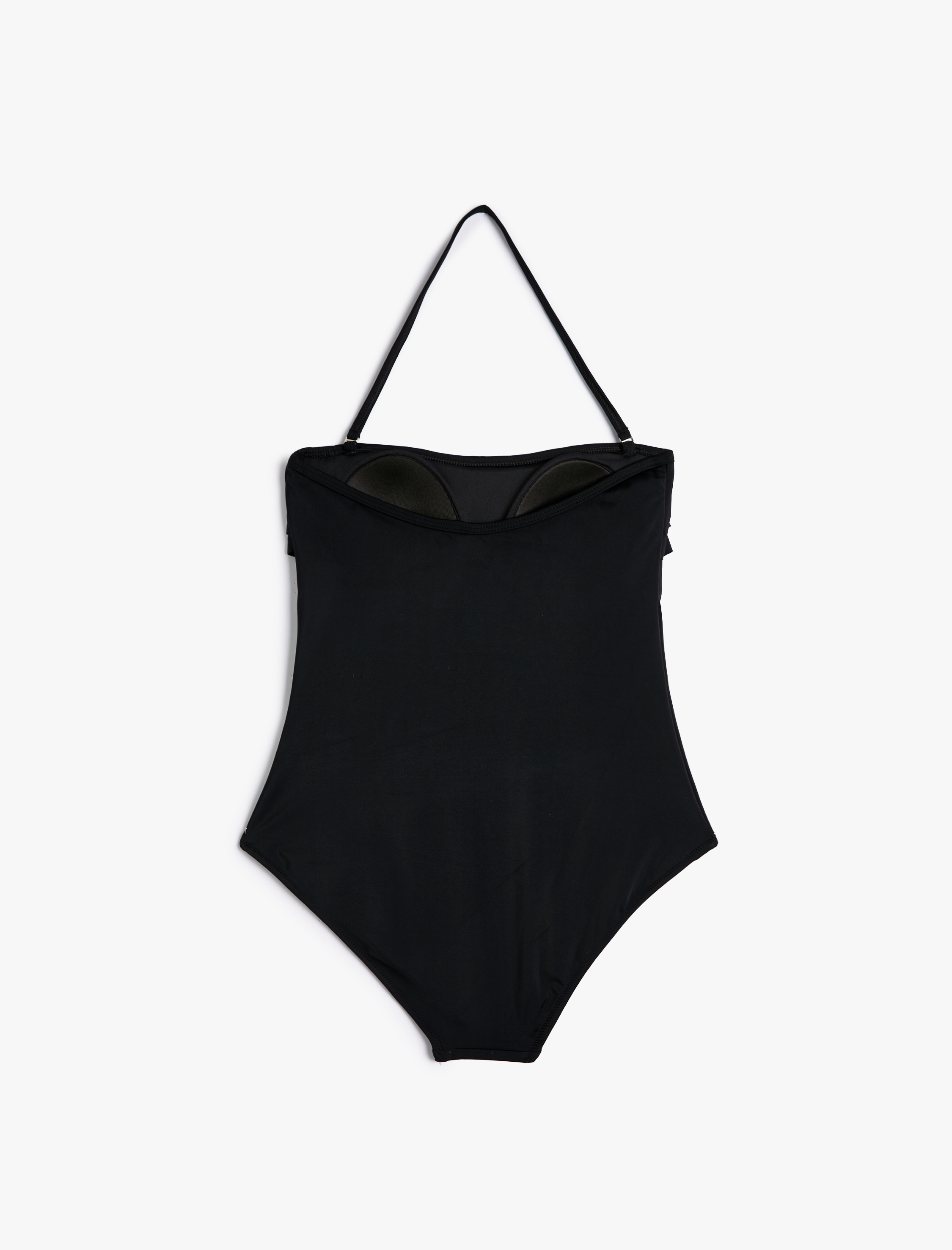   Straplez Mayo Boyun Askı Detaylı Fırfırlı Kaplı