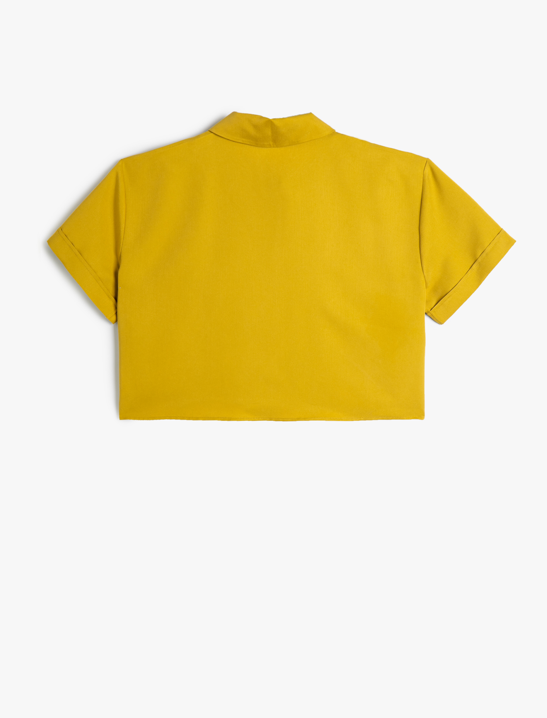   Crop Gömlek Kısa Kollu Düğmeli Modal Karışımlı