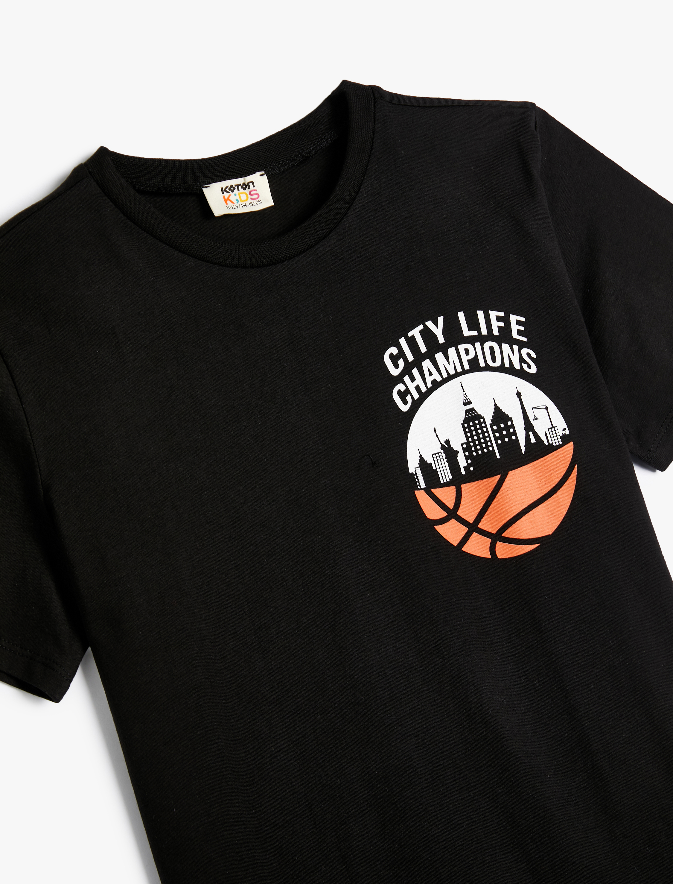  Erkek Çocuk Tişört Basketbol Baskılı Kısa Kollu Pamuklu