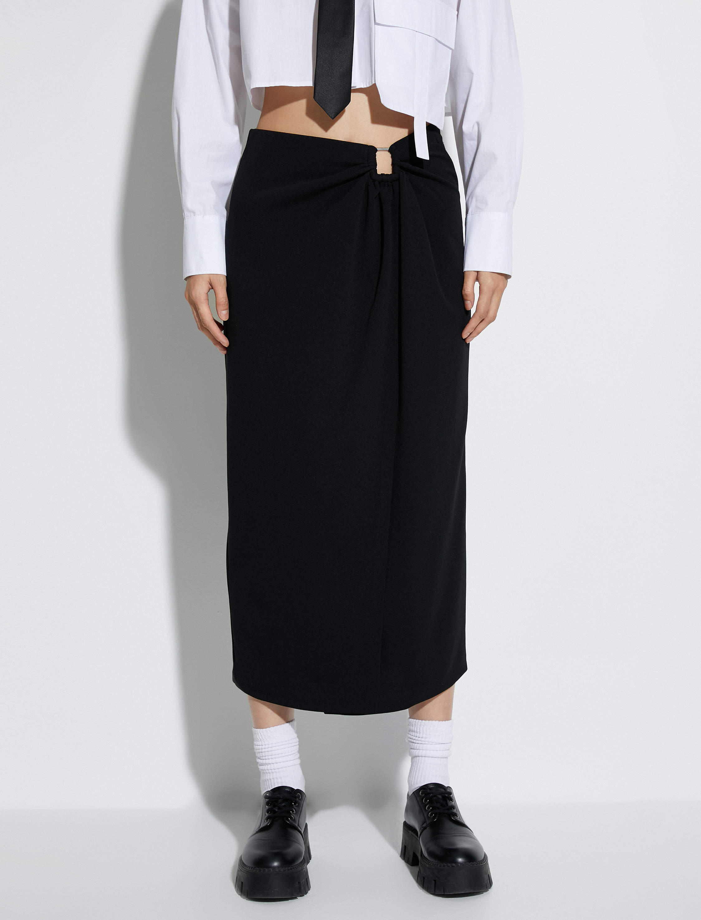   Midi Etek Metal Aksesuar Detaylı Drapeli