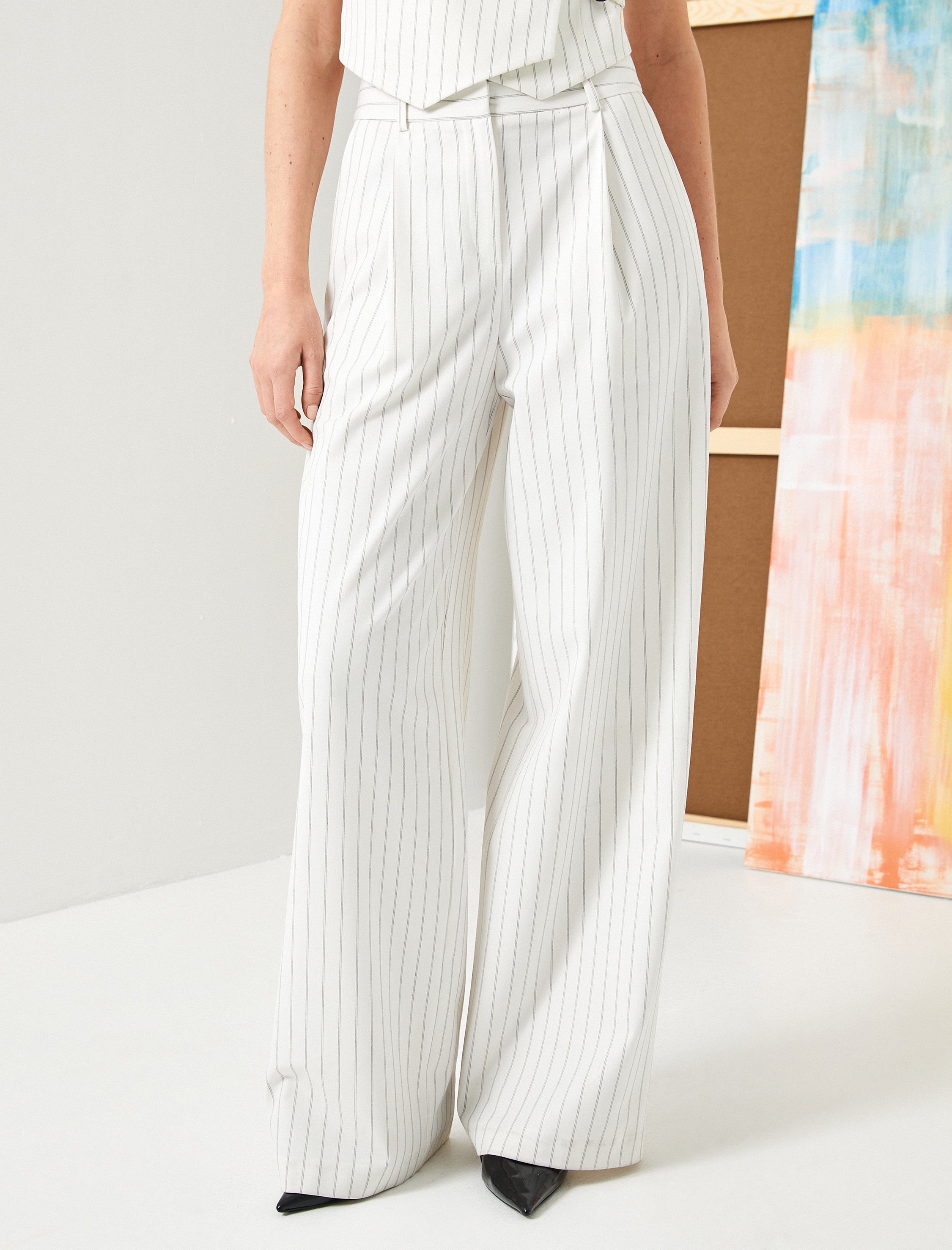   Palazzo Pantolon Yüksek Bel Cep Detaylı