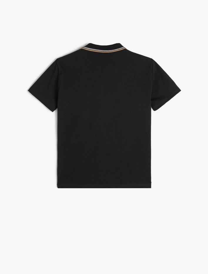 Erkek Çocuk Polo Yaka Tişört Yarım Fermuarlı Kısa Kollu Pamuklu