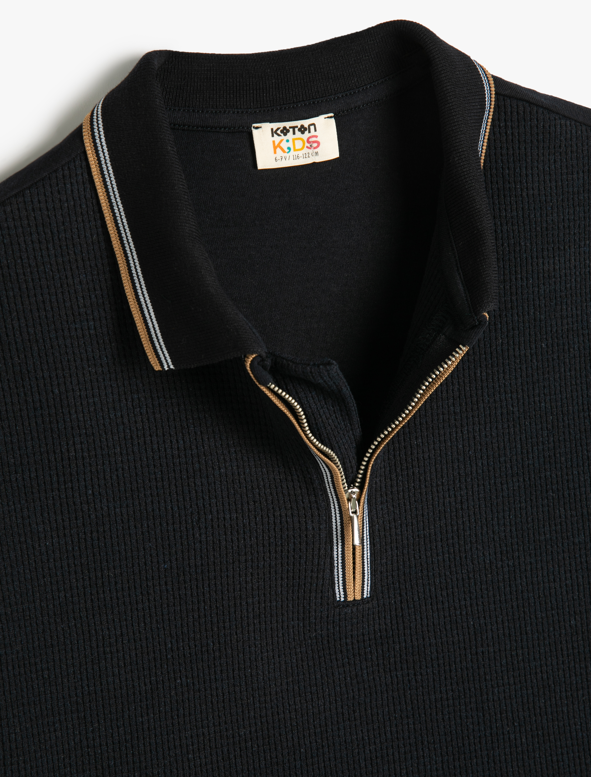  Erkek Çocuk Polo Yaka Tişört Yarım Fermuarlı Kısa Kollu Pamuklu