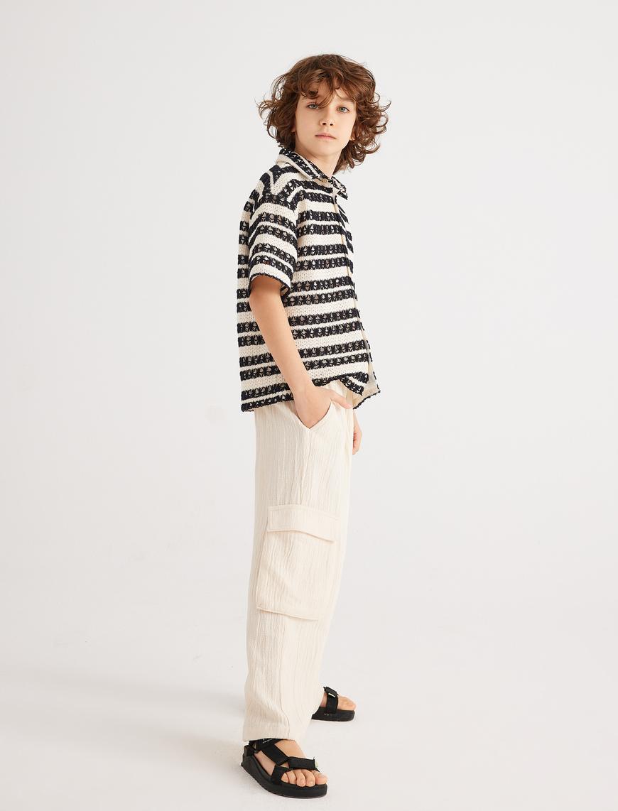  Erkek Çocuk Polo Yaka Tişört Ajurlu Kısa Kollu