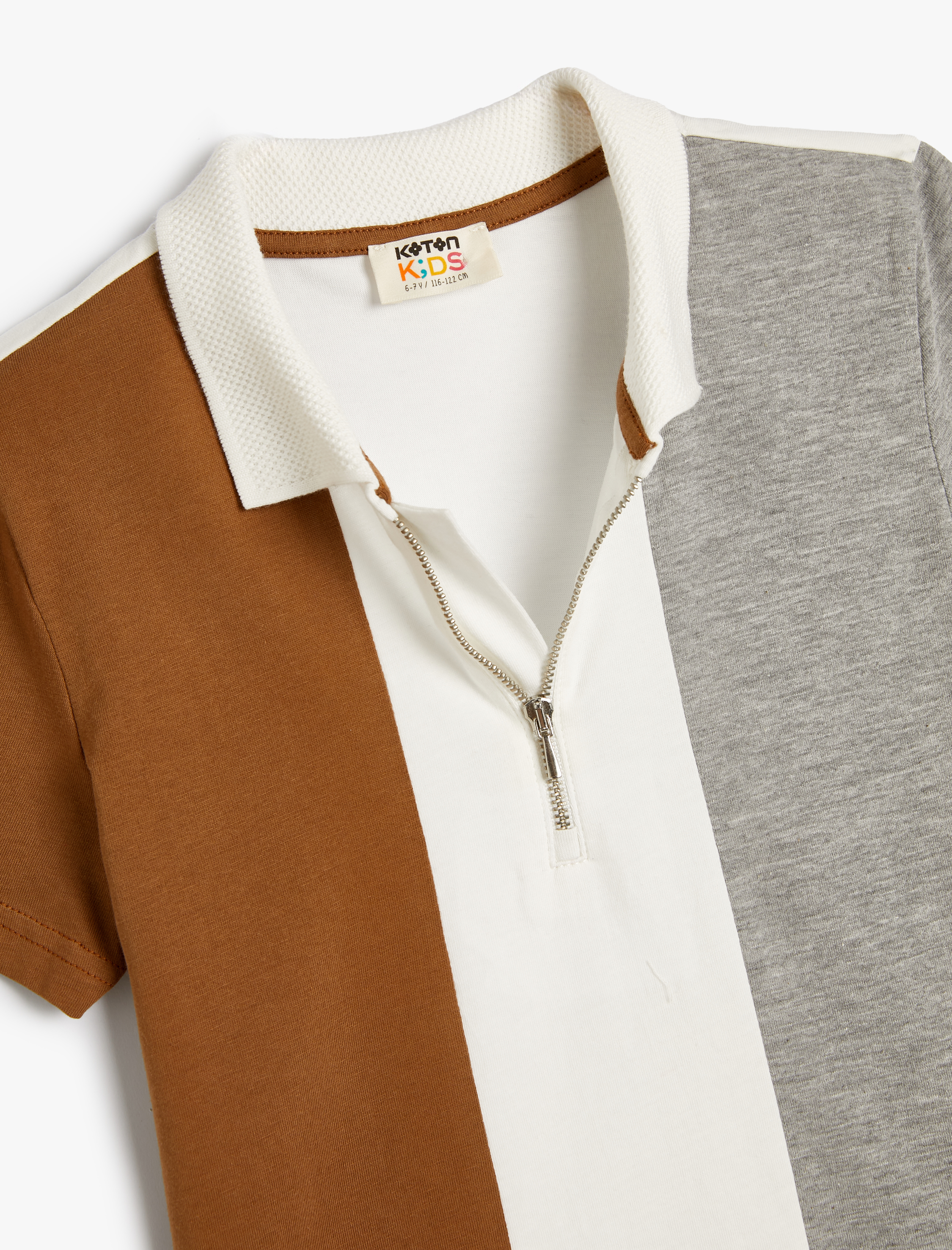  Erkek Çocuk Polo Yaka Tişört Kısa Kollu Yarım Fermuarlı Pamuklu