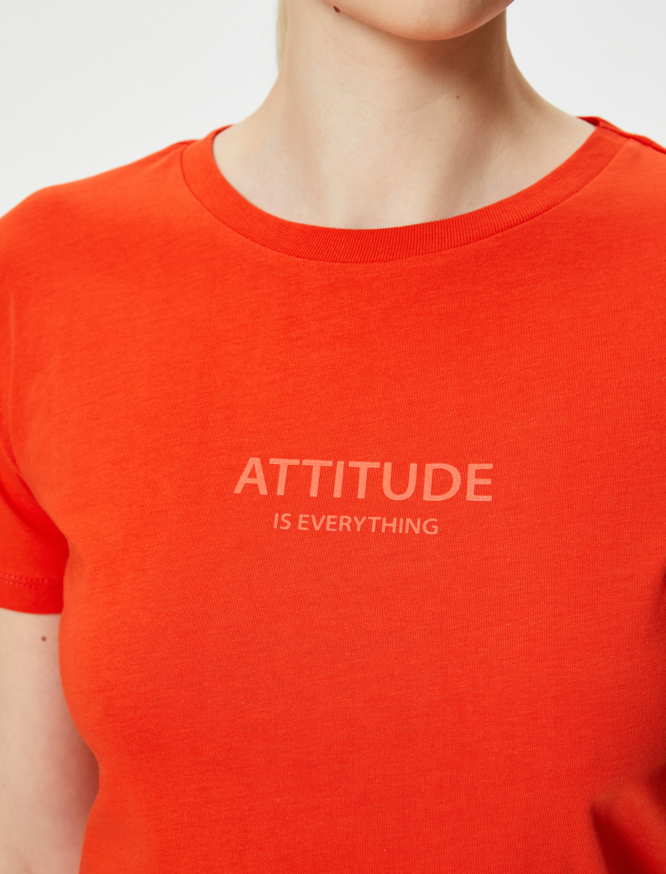   Slogan Baskılı Tişört Bisiklet Yaka Kısa Kollu Pamuklu