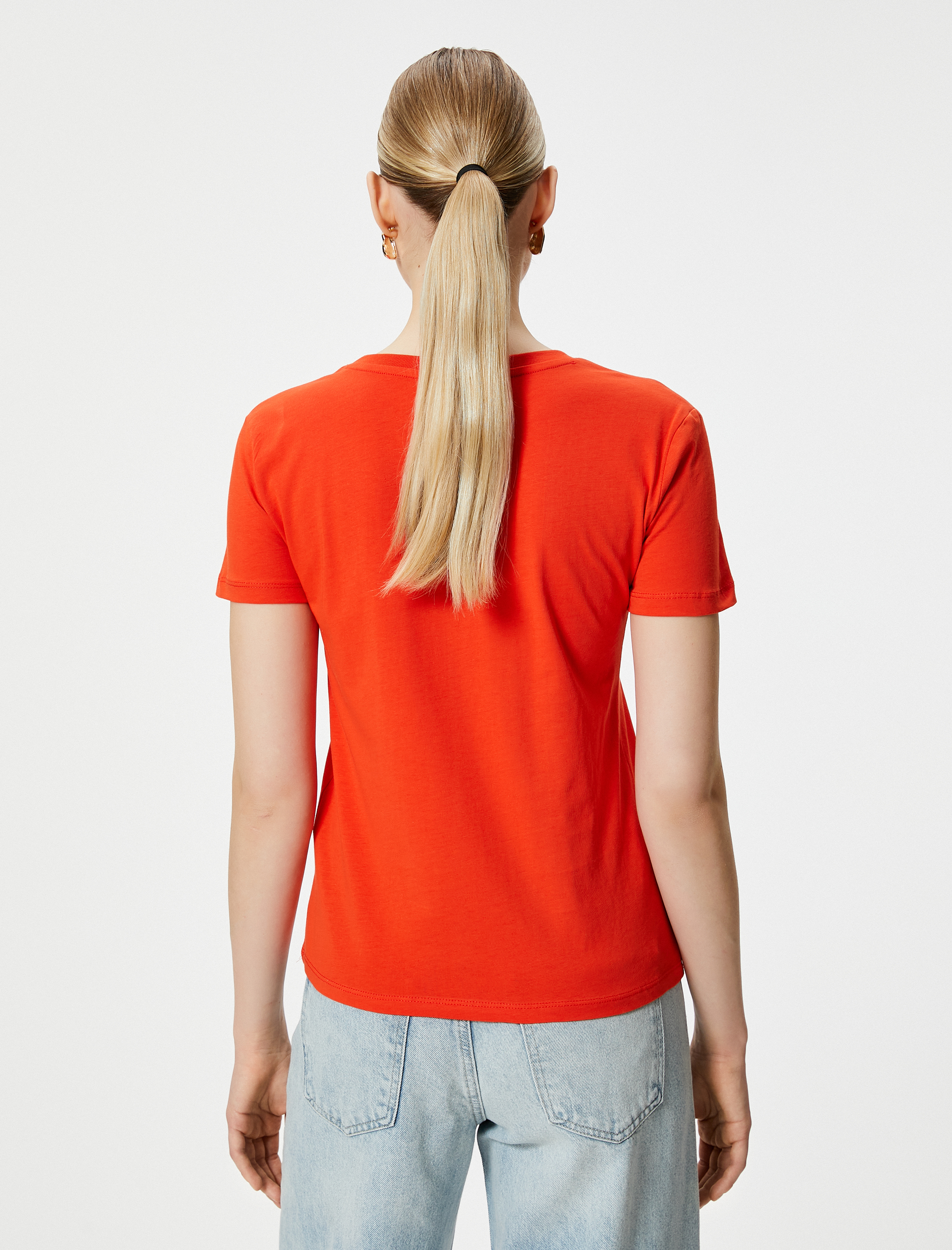   Slogan Baskılı Tişört Bisiklet Yaka Kısa Kollu Pamuklu