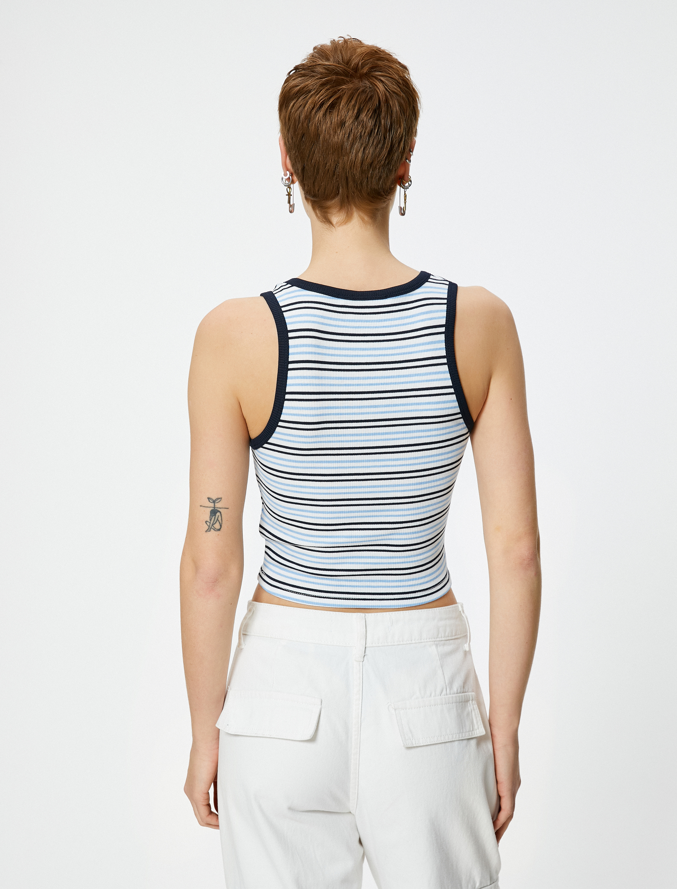   Crop Atlet Slim Fit Ribanalı