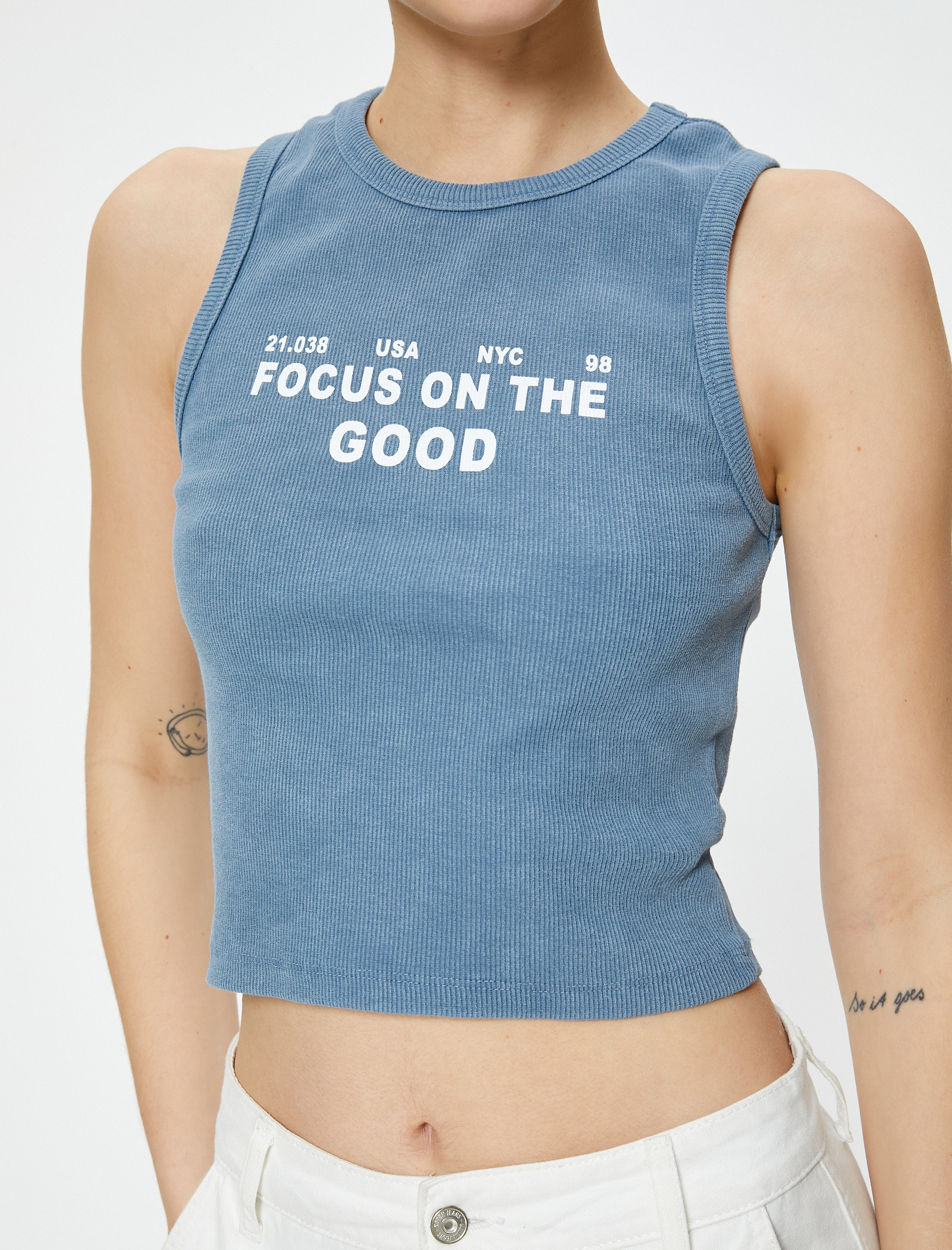   Baskılı Crop Atlet Pamuklu