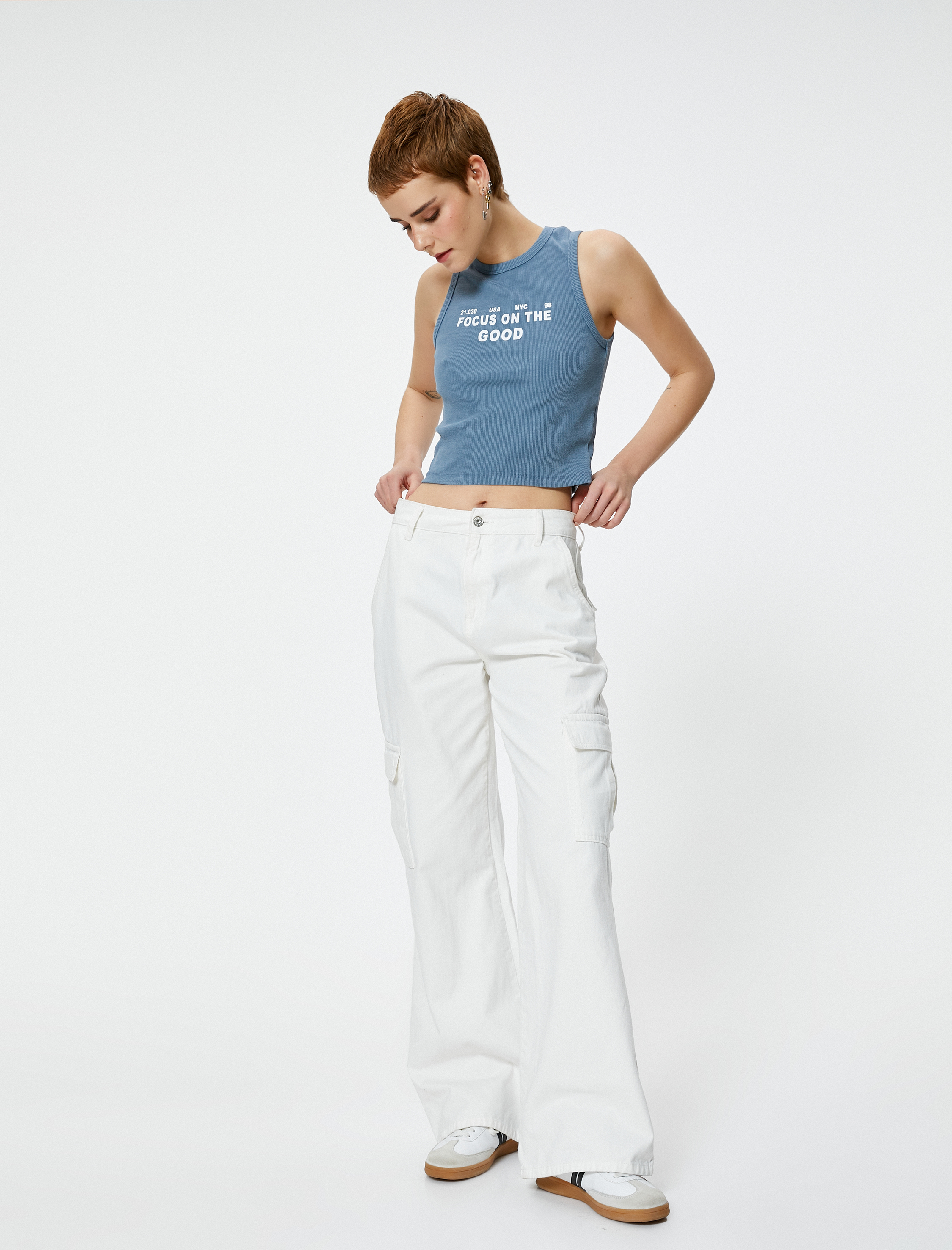   Baskılı Crop Atlet Pamuklu