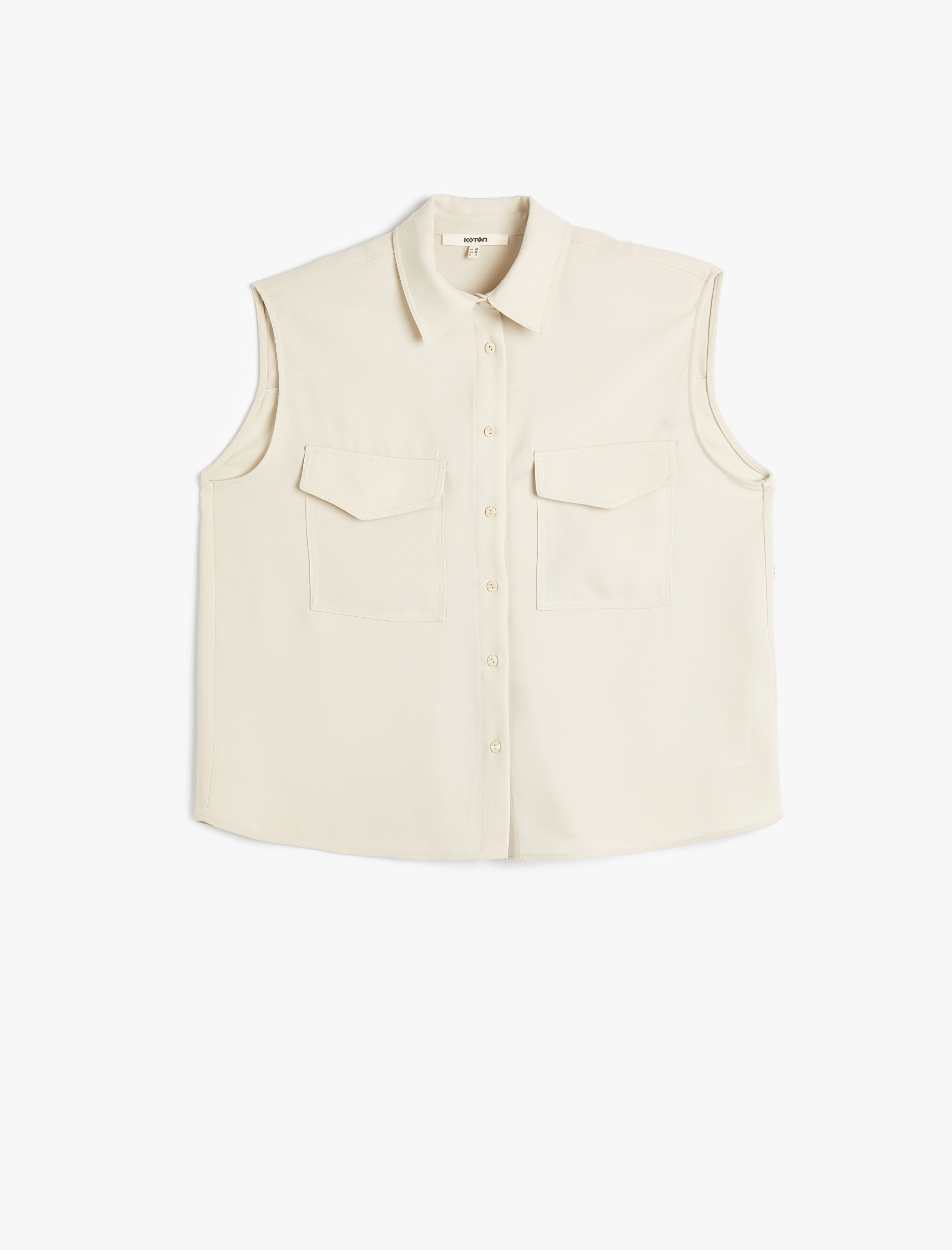   Cepli Gömlek Düğmeli Kolsuz Klasik Yaka