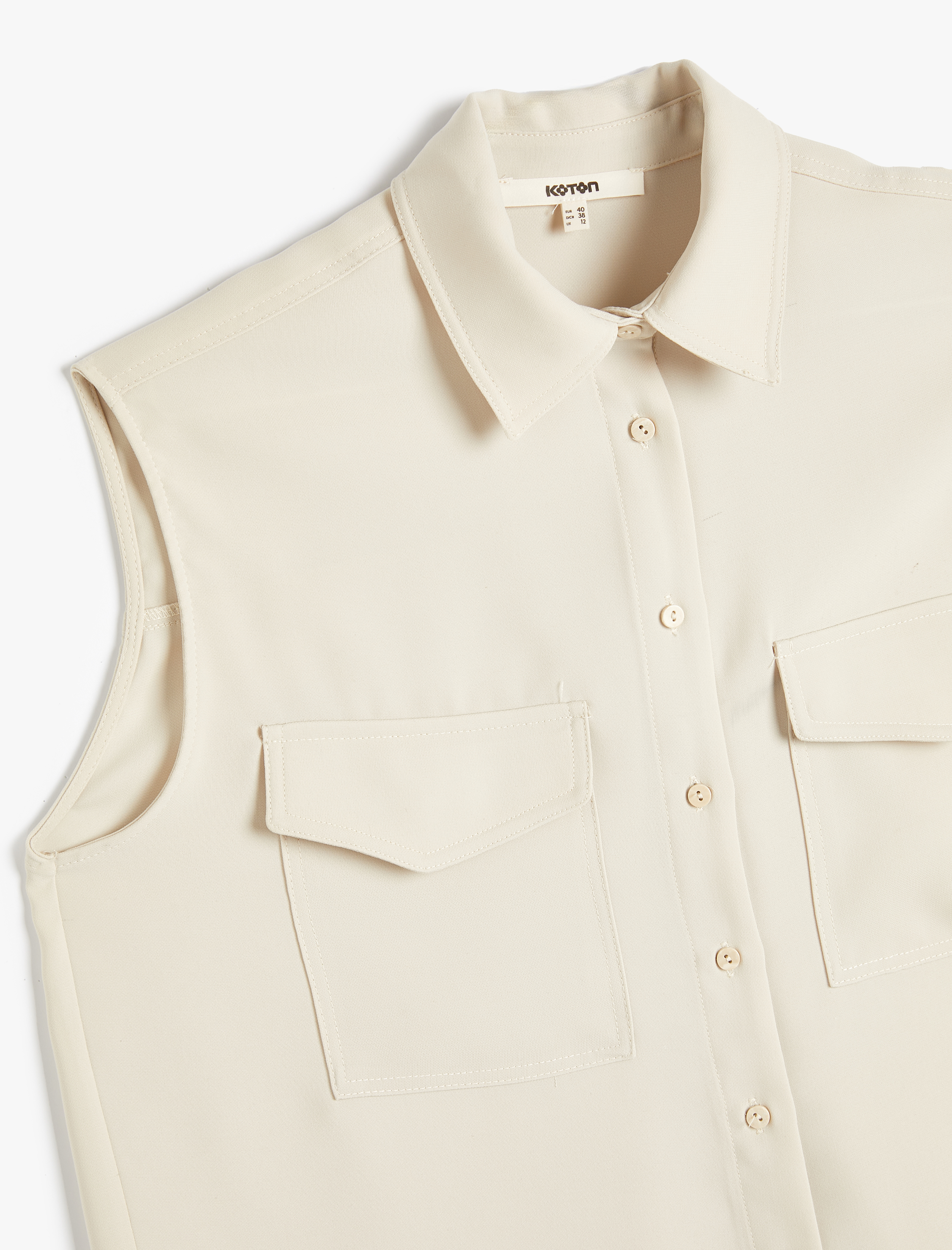   Cepli Gömlek Düğmeli Kolsuz Klasik Yaka