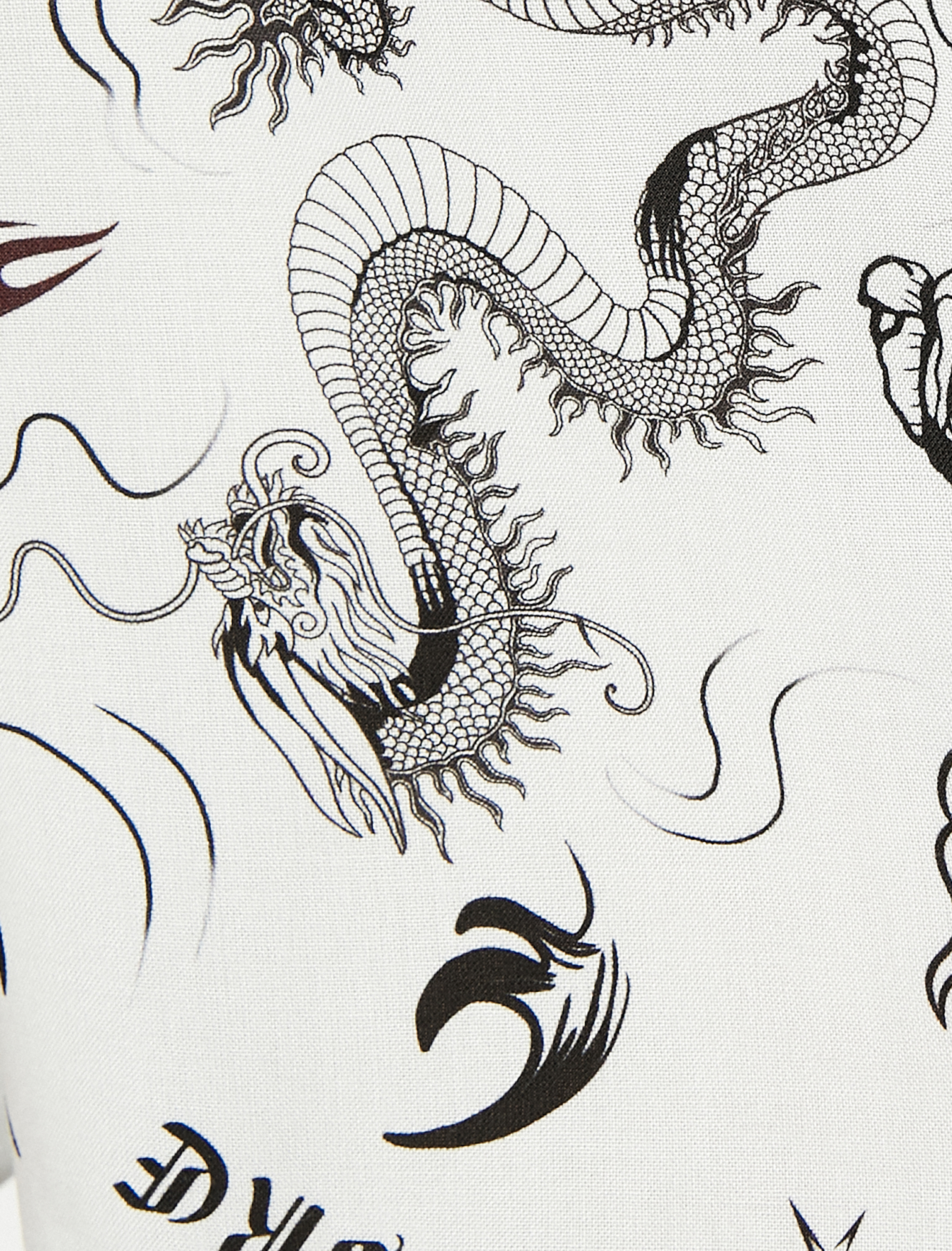   Rahat Kalıp Crop Gömlek Ejderha Baskılı Viskoz Kumaş Kısa Kollu