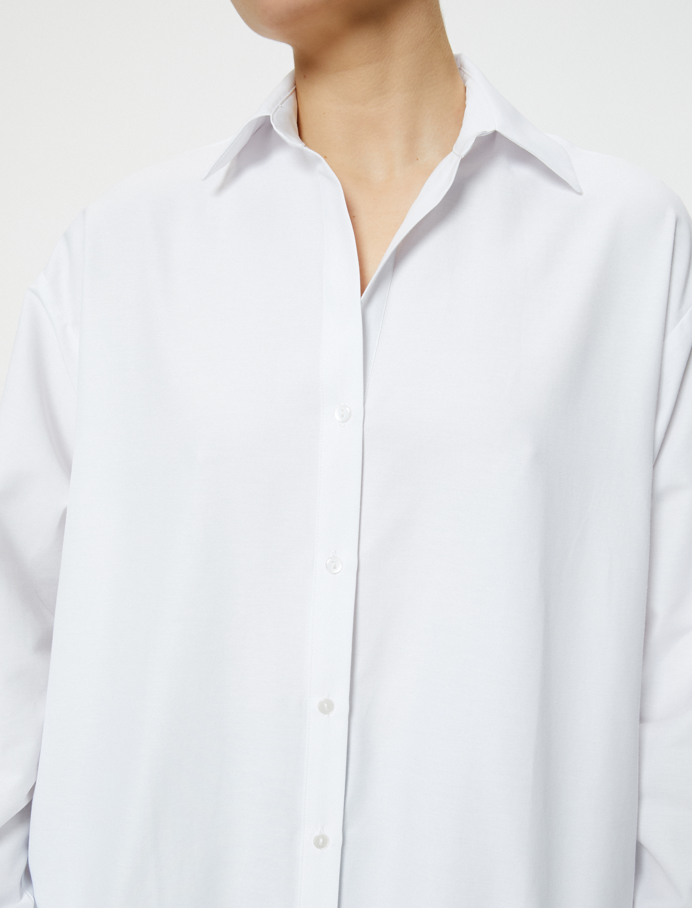   Oversize Poplin Gömlek Uzun Kollu Düğmeli Klasik Yaka