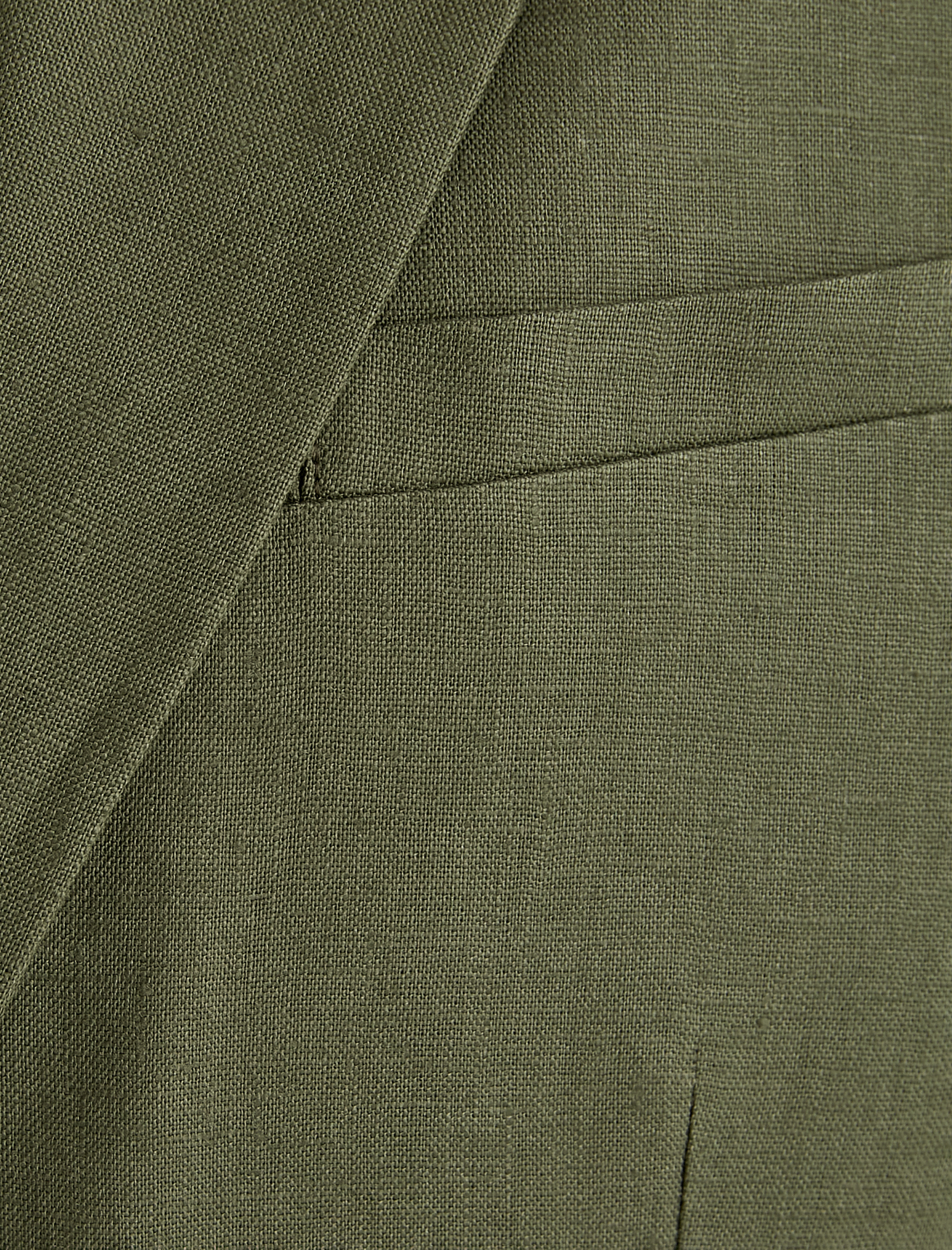   Keten Blazer Ceket Slim Fit Düğmeli Fleto Cep Detaylı