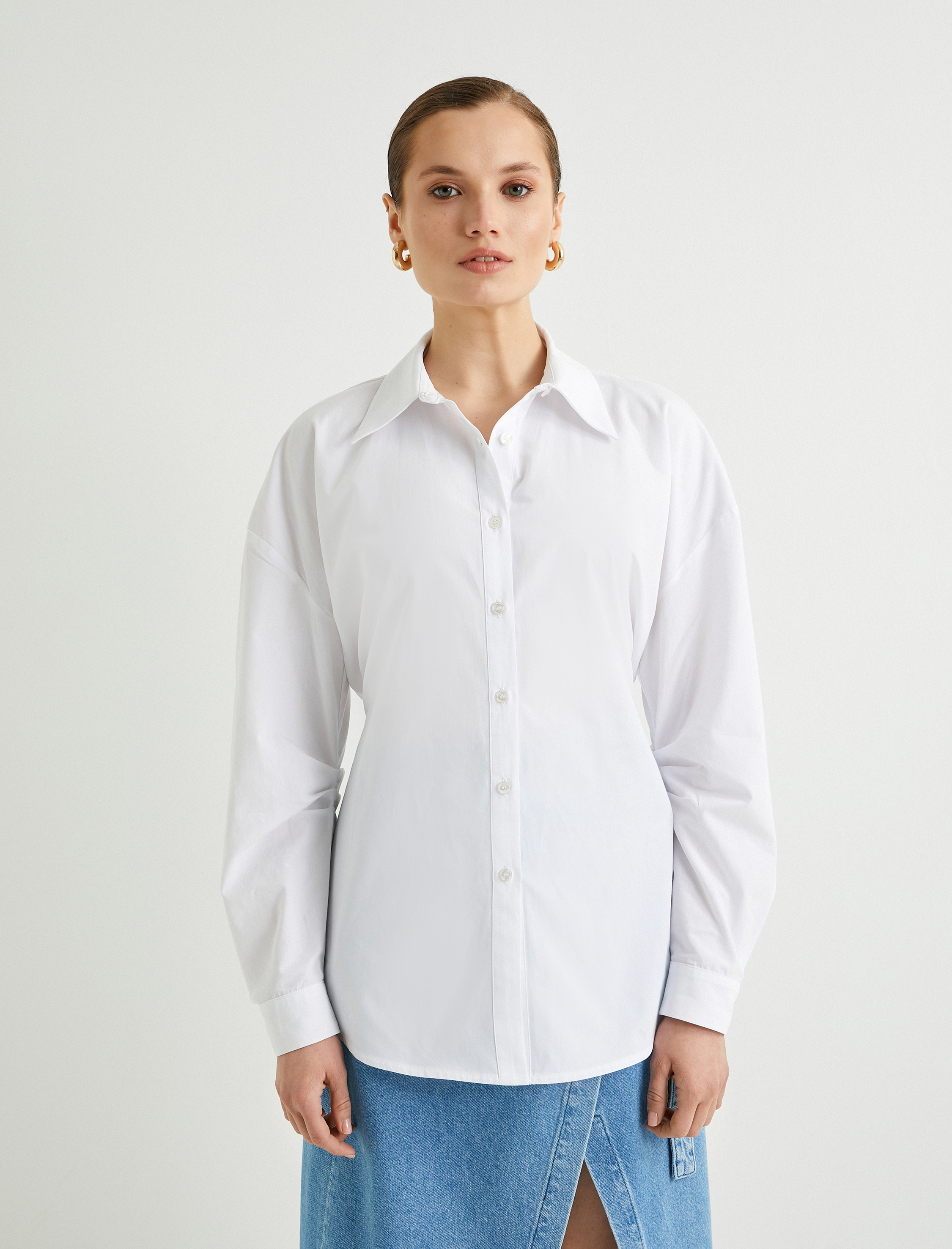   Sırtı Pencere Detaylı Gömlek Uzun Kollu