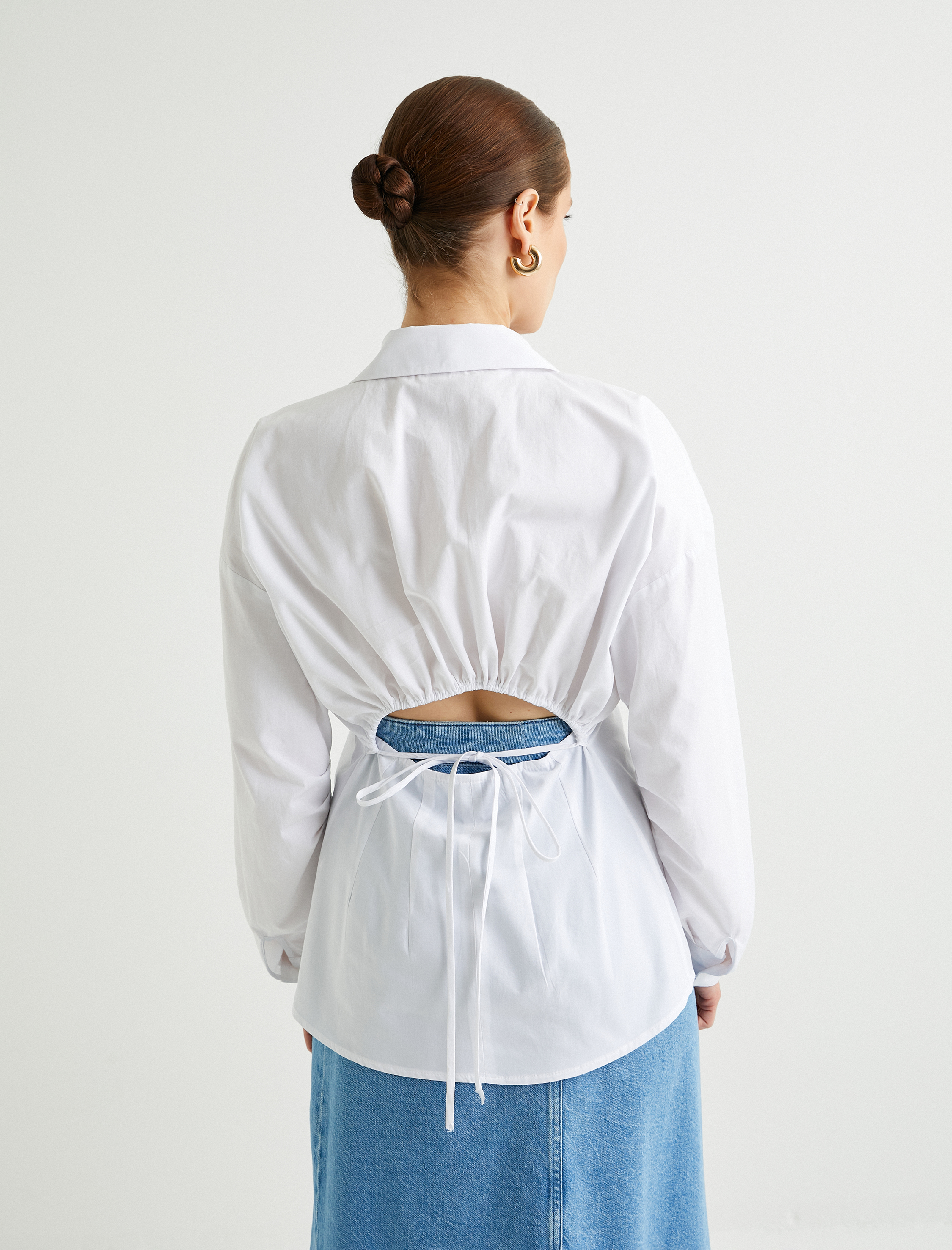   Sırtı Pencere Detaylı Gömlek Uzun Kollu