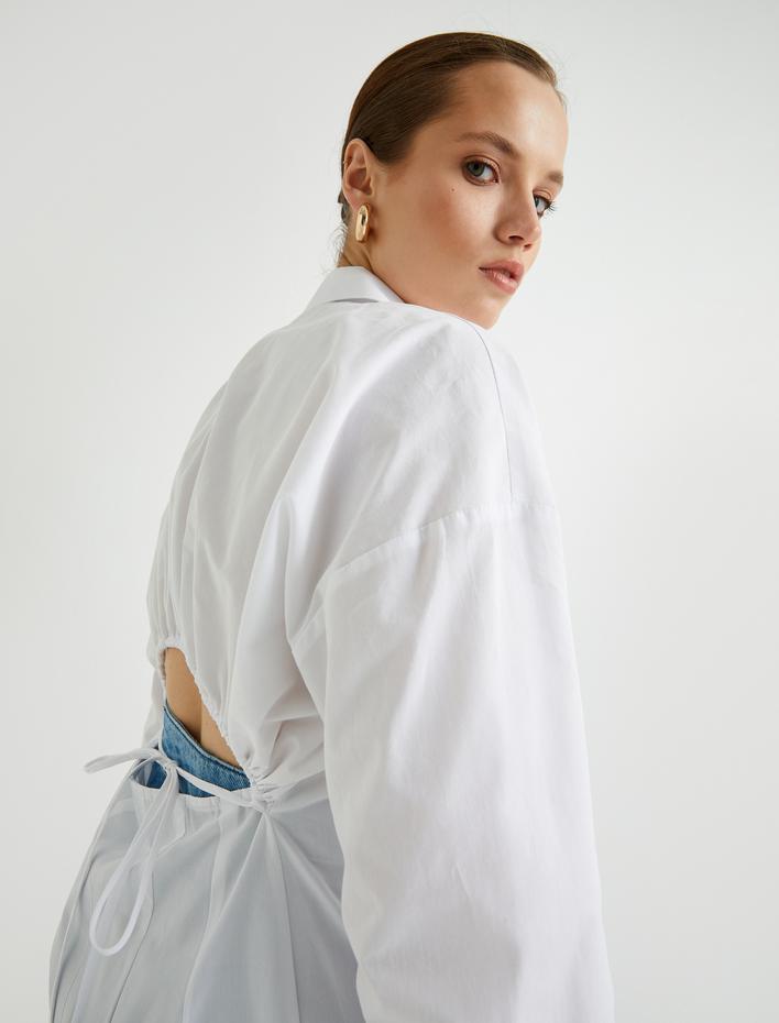  Sırtı Pencere Detaylı Gömlek Uzun Kollu