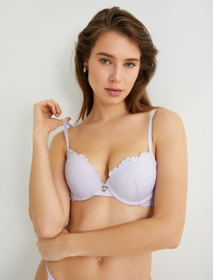  Ekstra Dolgulu Balenli Sütyen Dantelli İnci Aksesuarlı