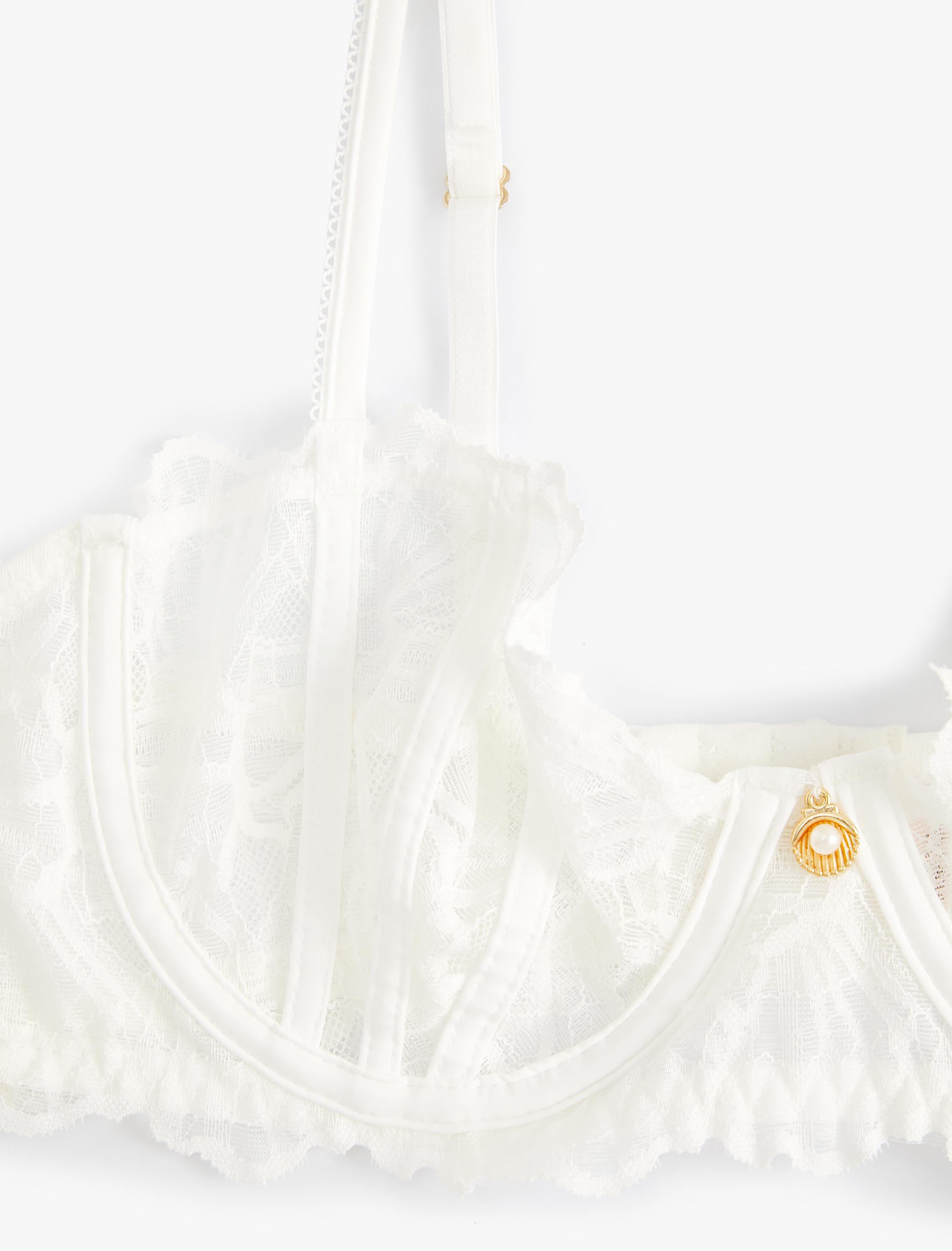   Dantelli Balenli Sütyen Aksesuarlı Dolgusuz Kapsız