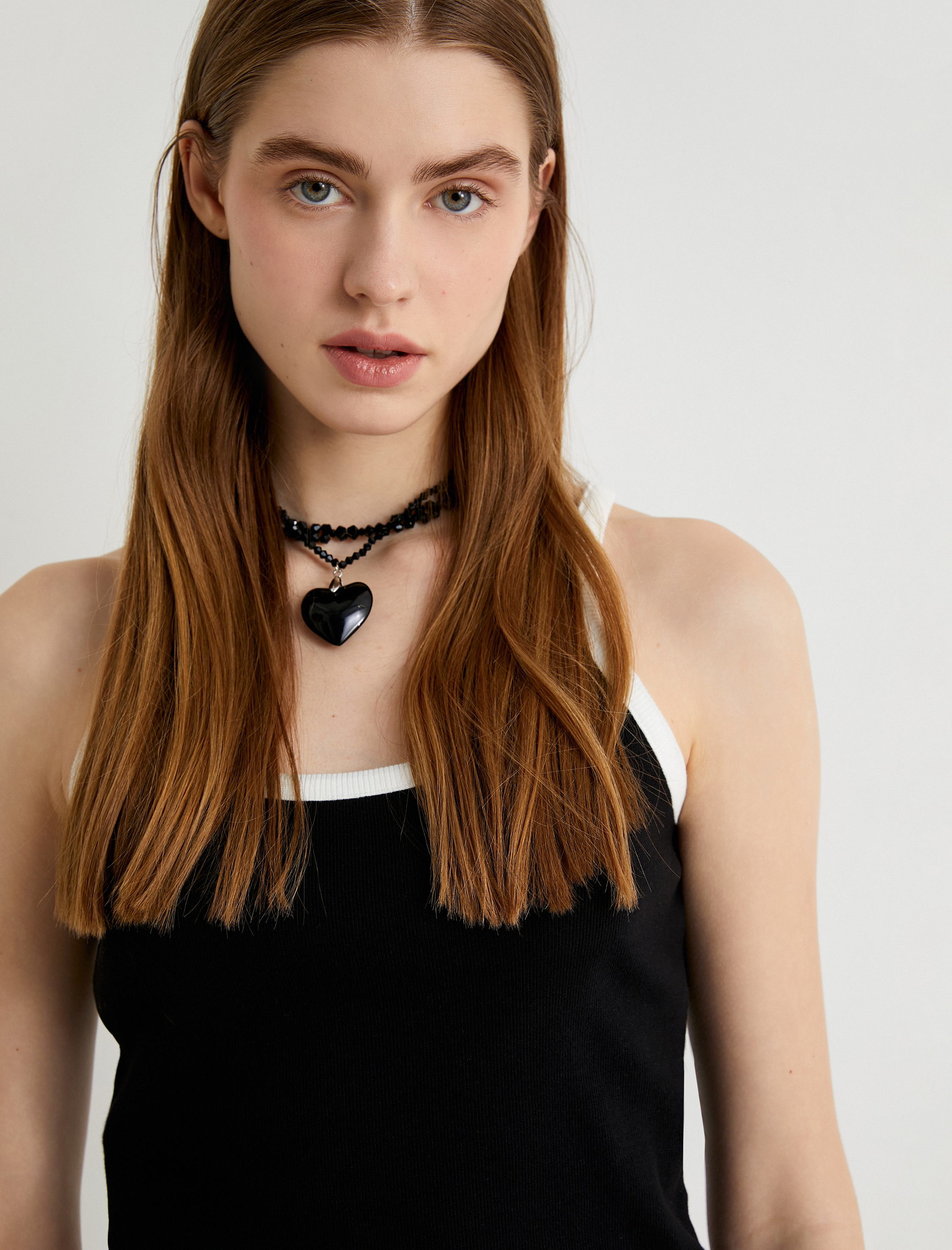   Halter Yaka Atlet İnce Askılı Renk Kontrastlı Pamuklu