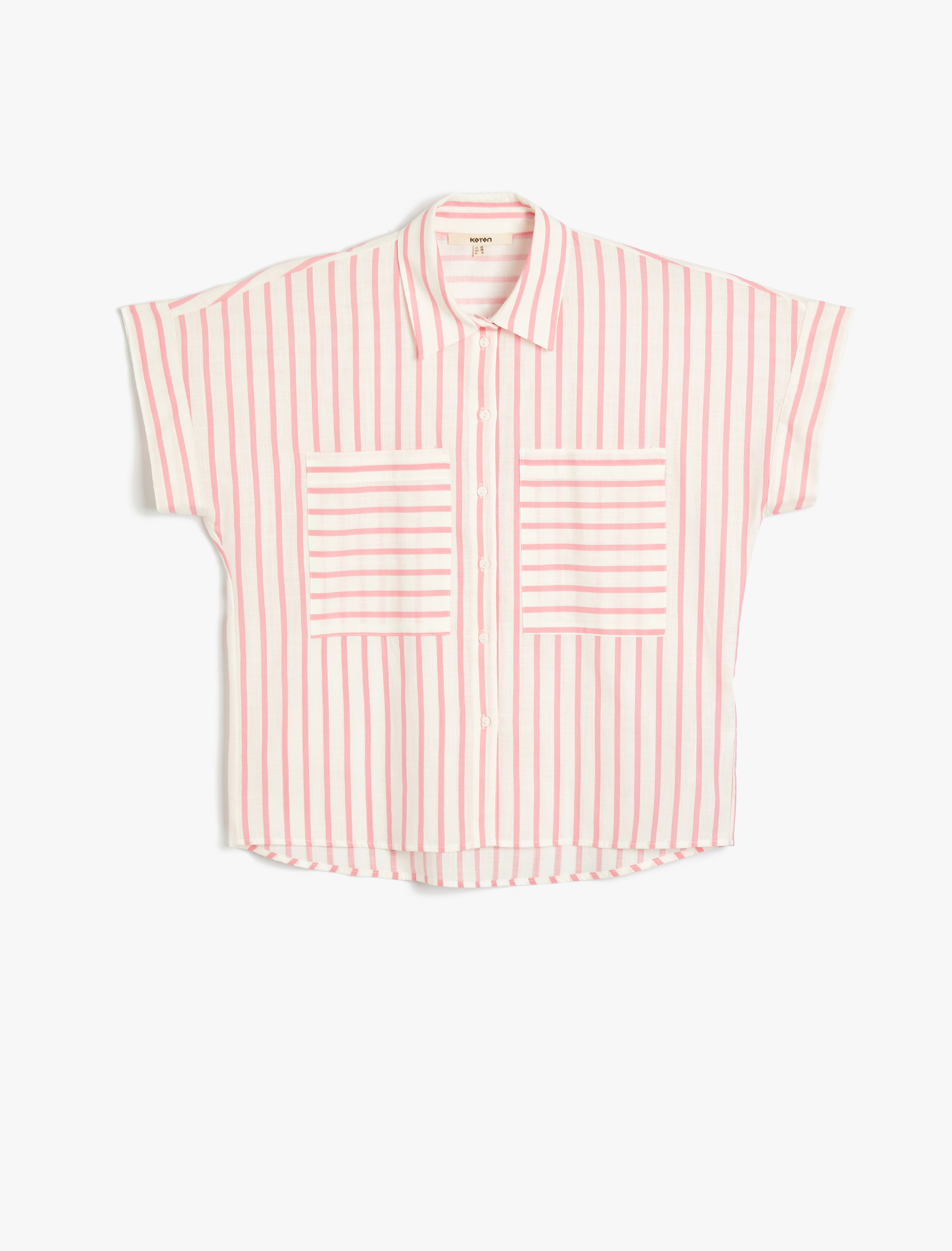   Kısa Kollu Gömlek Düğmeli Cep Detaylı Pamuklu