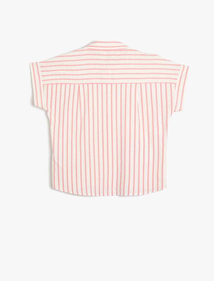  Kısa Kollu Gömlek Düğmeli Cep Detaylı Pamuklu