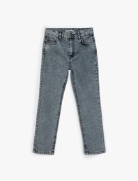 Kot Pantolon Ayarlanabilir Lastikli Pamuklu - Slim Jean